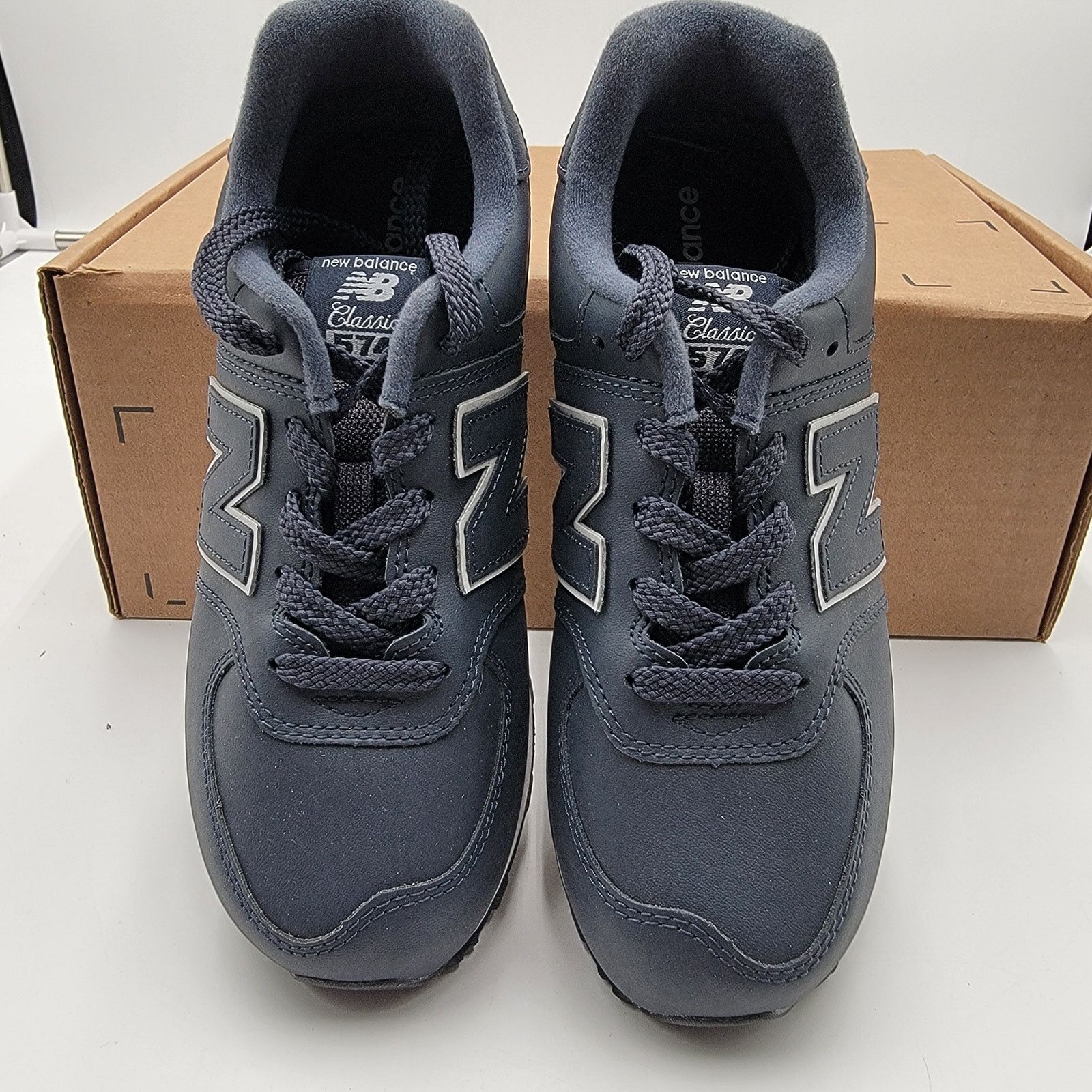 New Balance New Balance 574 Classic Blue Leather Sneakers - Sz 4Y/5.5W Size US 5.5 / IT 35.5 - 3 Thumbnail