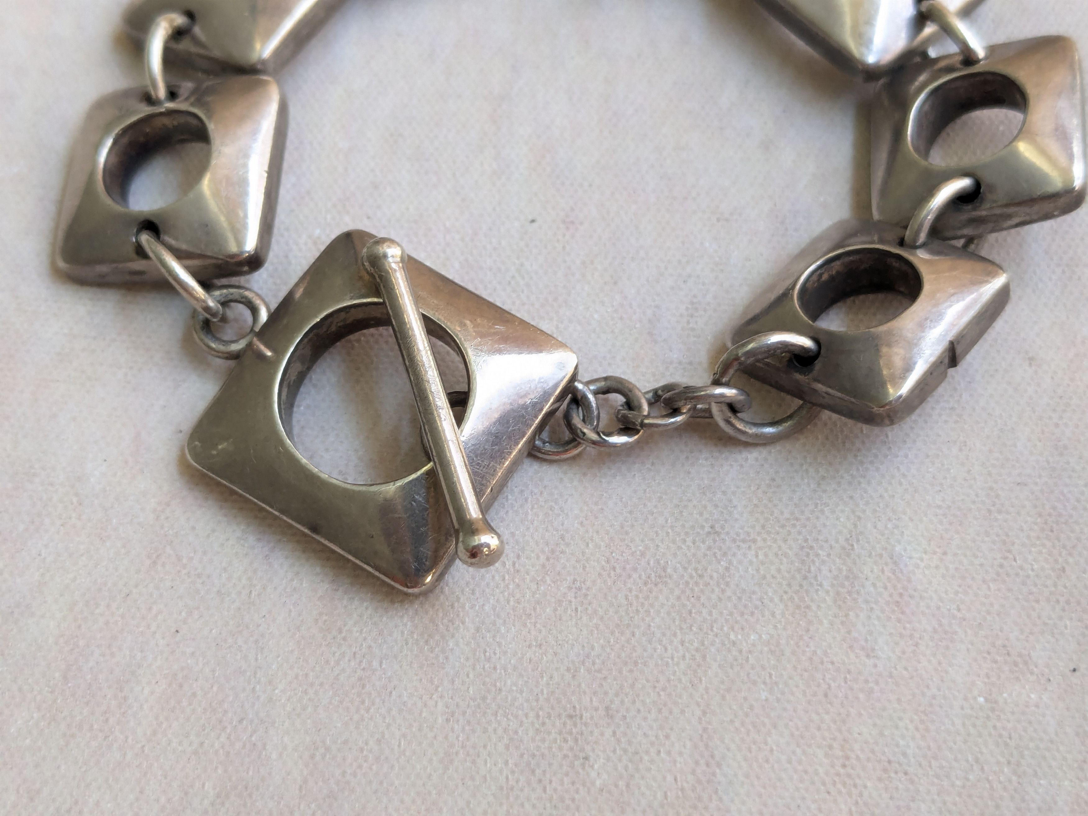 Vintage Vintage Sterling Silver Bracelet Cushion Square Round Size ONE SIZE - 3 Thumbnail
