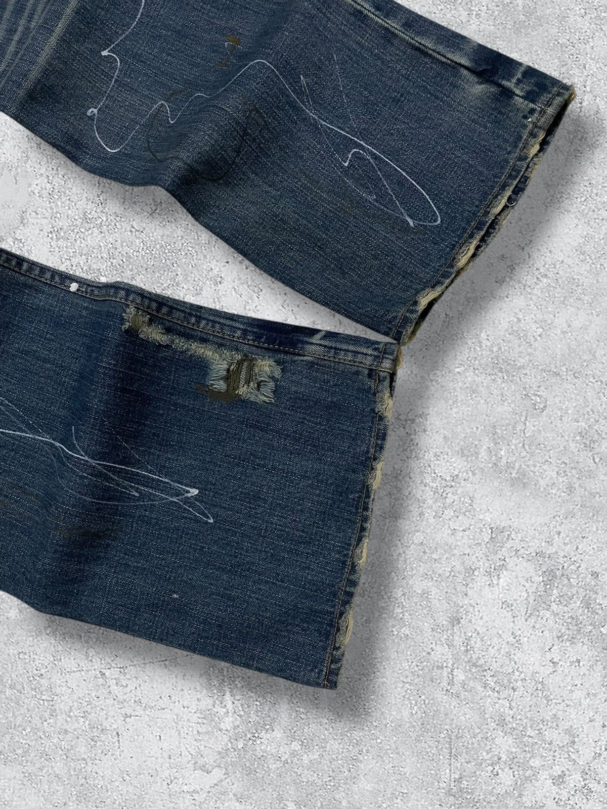 Japanese Brand Vintage 1990s Japan Designer Root Three Splash Flared Denim Size US 32 / EU 48 - 12 Thumbnail