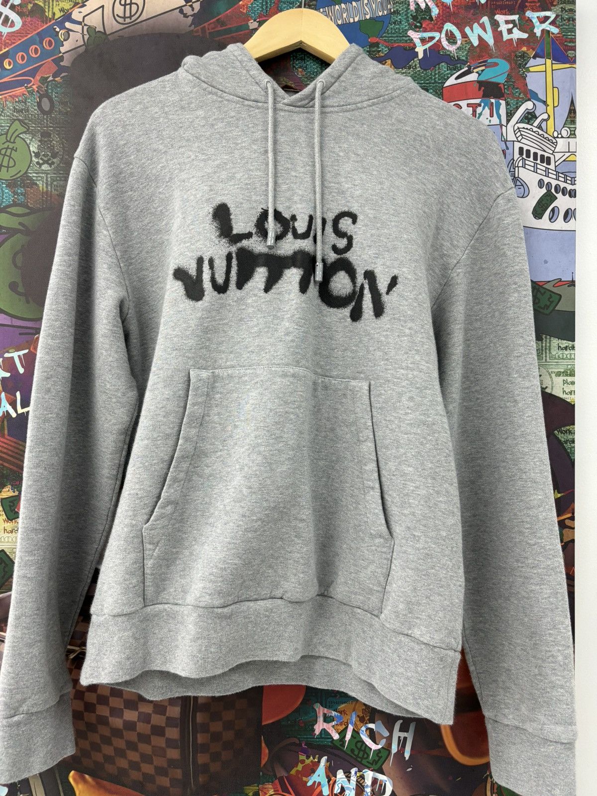 image of Louis Vuitton Grey Virgil Hoodie, Men's (Size Small)