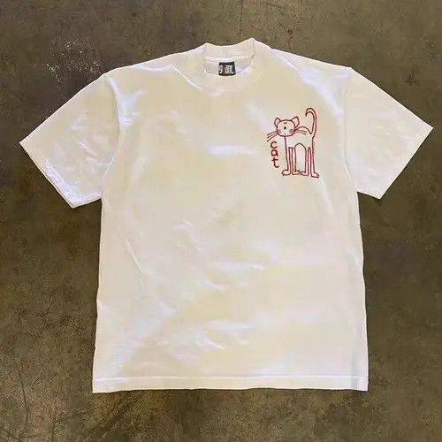 Vintage Kizuki x Asaka White casual retro cute cat print t-shirt Size US L / EU 52-54 / 3 - 2 Thumbnail