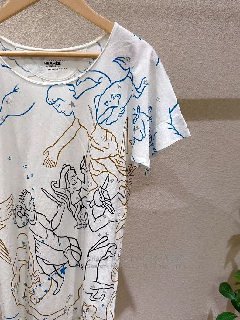 Hermes Hermes Constellation Angel Printed Short Sleeve T-Shirt Size XXS / US 00 / IT 34 - 3 Thumbnail