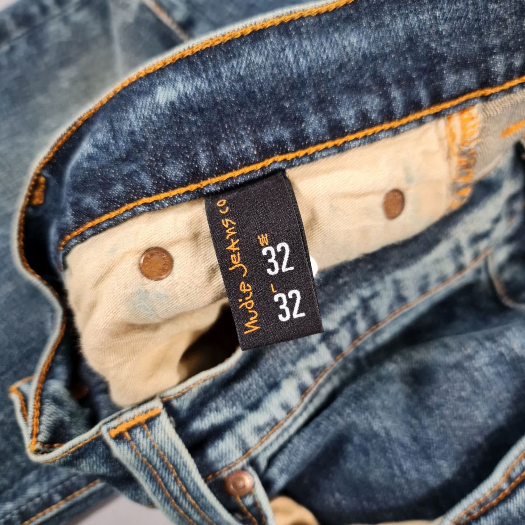 Nudie Jeans Nudie Jeans Nudie Thin Finn Jeans Mens W32 L30 Blue Denim Skinny Stretch Denim Zip Button 5-Pocket Logo Slim Vintage No N/A Size US 32 / EU 48 - 4 Thumbnail