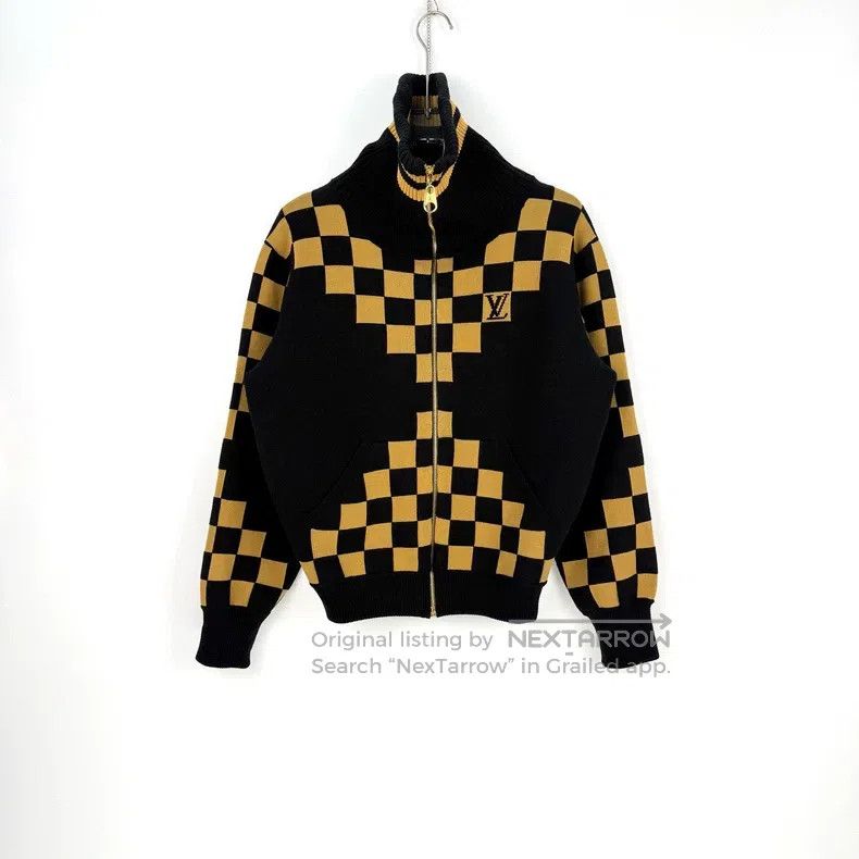 Louis Vuitton Louis Vuitton Black and Brown Checkerboard Wool Zip Cardig Size US S / EU 44-46 / 1 - 3 Thumbnail