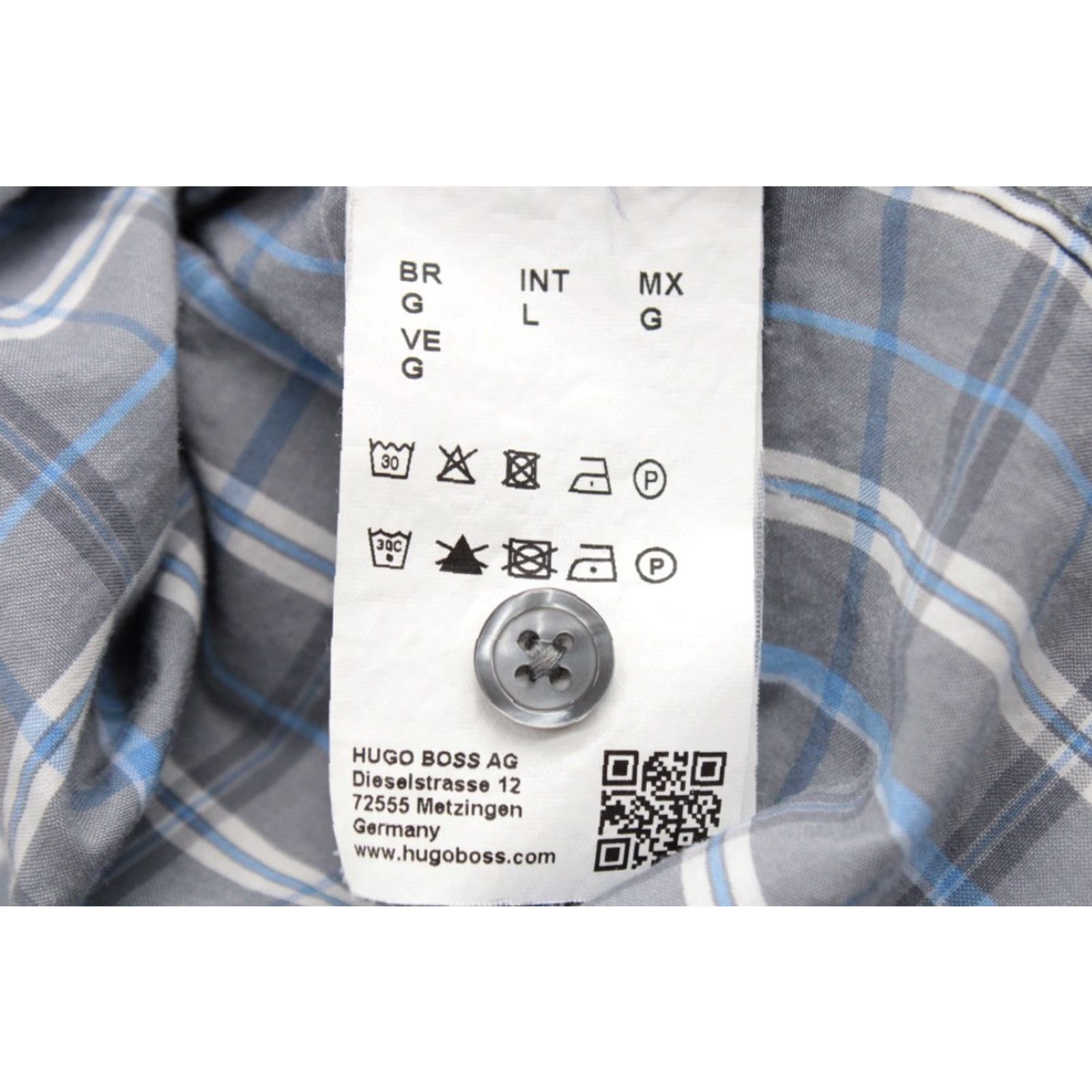 Hugo Boss HUGO BOSS Shirt Men's Large Gray Blue Plaid Slim Fit Cotton Long Sleeve Casual Size US L / EU 52-54 / 3 - 6 Thumbnail