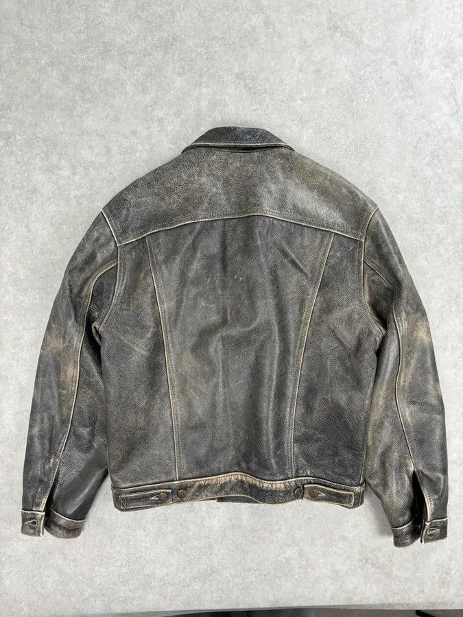 Levi's 1990s Levi’s Grey Eroded Leather Buttoned Trucker Jacket Size US M / EU 48-50 / 2 - 5 Thumbnail
