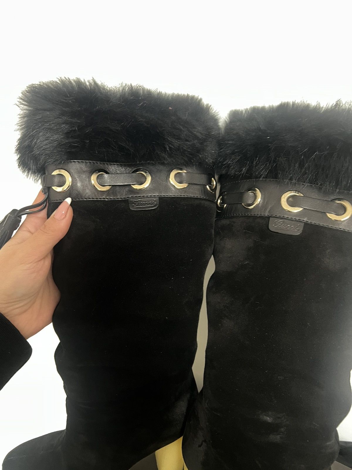 Gucci Gucci black leather boots 36 fur Size US 6 / IT 36 - 8 Thumbnail