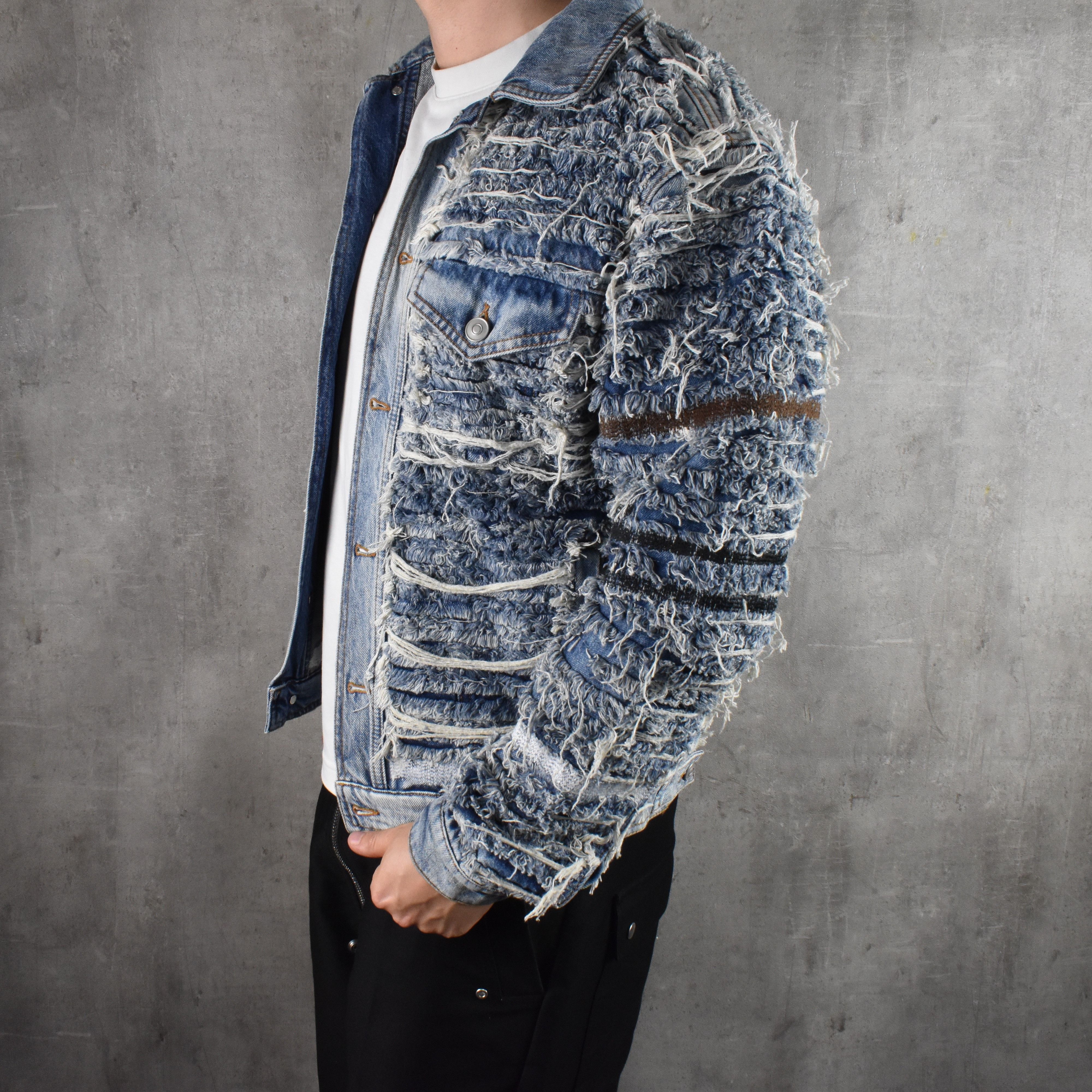 1017 ALYX 9SM × Blackmeans 1017 ALYX 9SM BLACKMEANS Shredded Denim Distressed Jacket Size US M / EU 48-50 / 2 - 4 Thumbnail