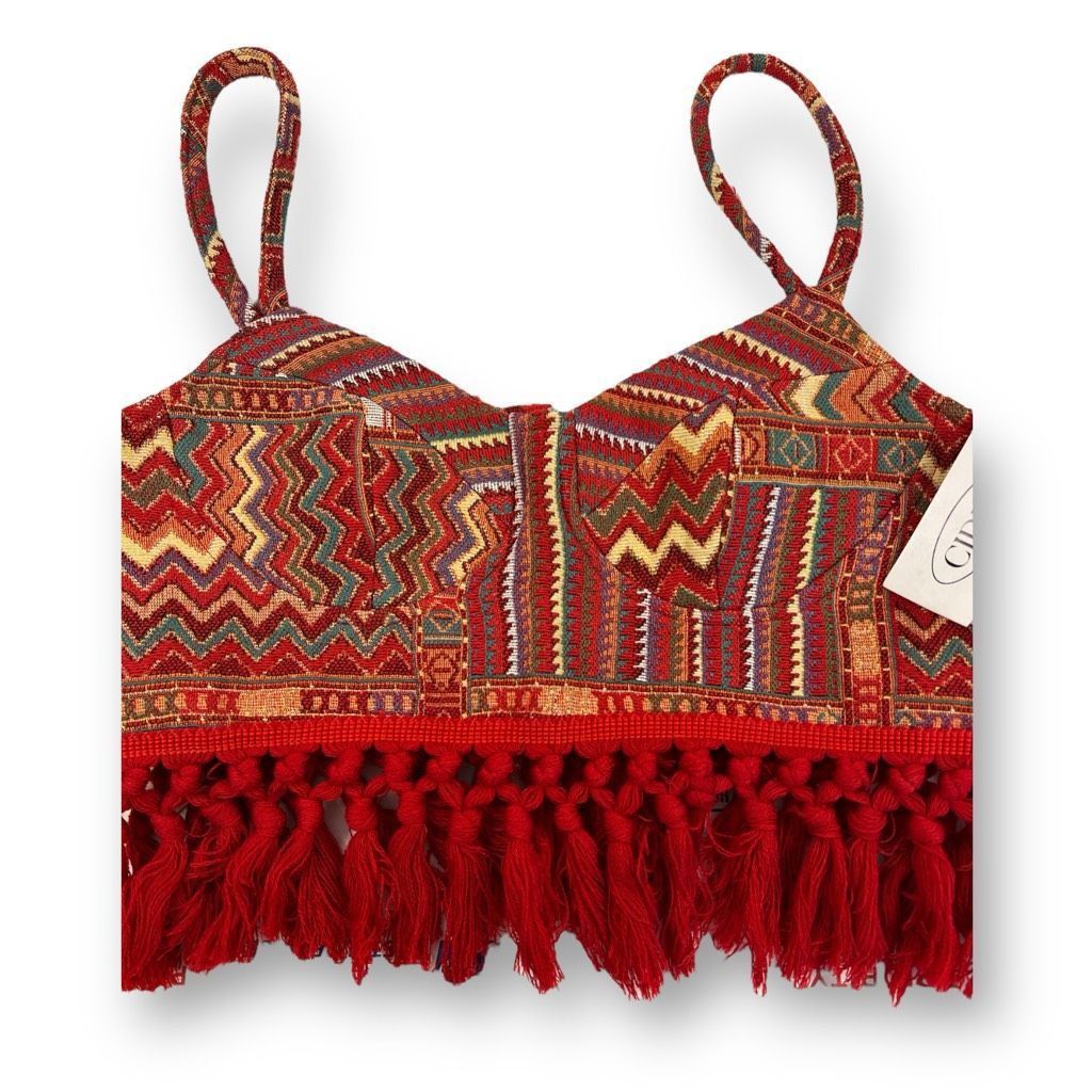 Cider Cider Boho Geometric Corset Fringe Crop Top Size Medium Size M / US 6-8 / IT 42-44 - 3 Thumbnail