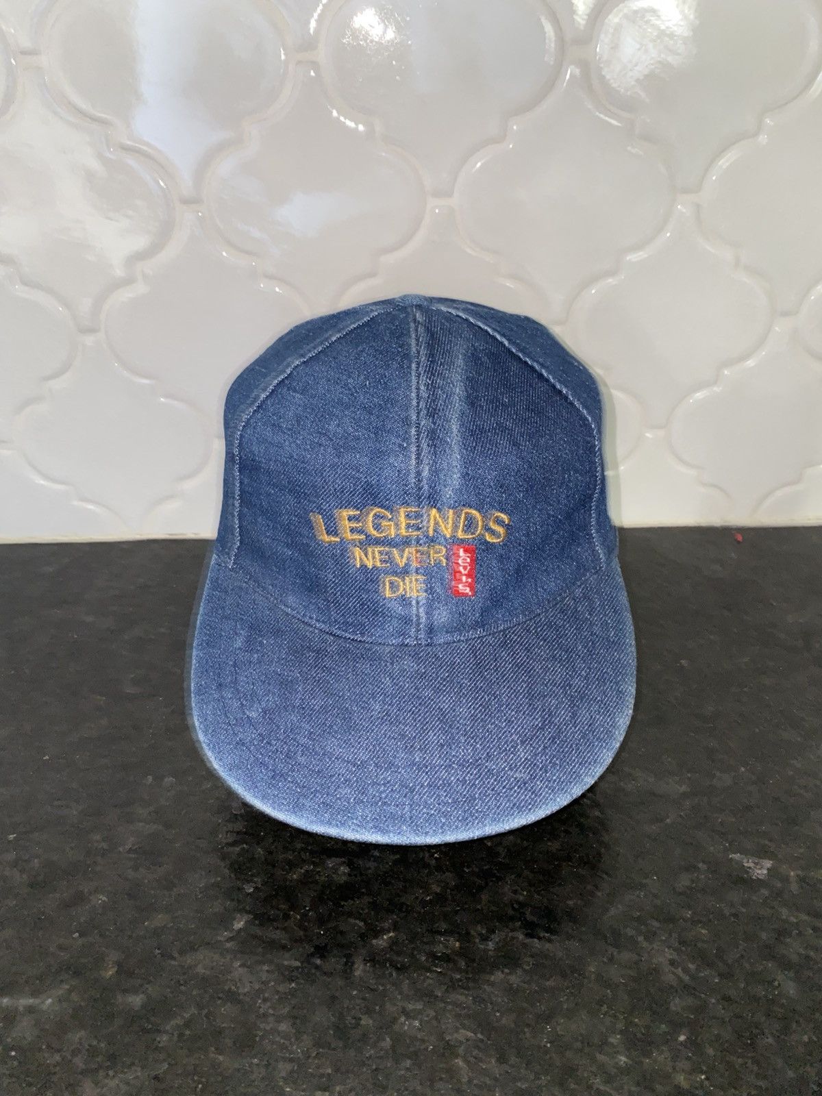 Vintage 90s Levis legends never die denim strapback hat