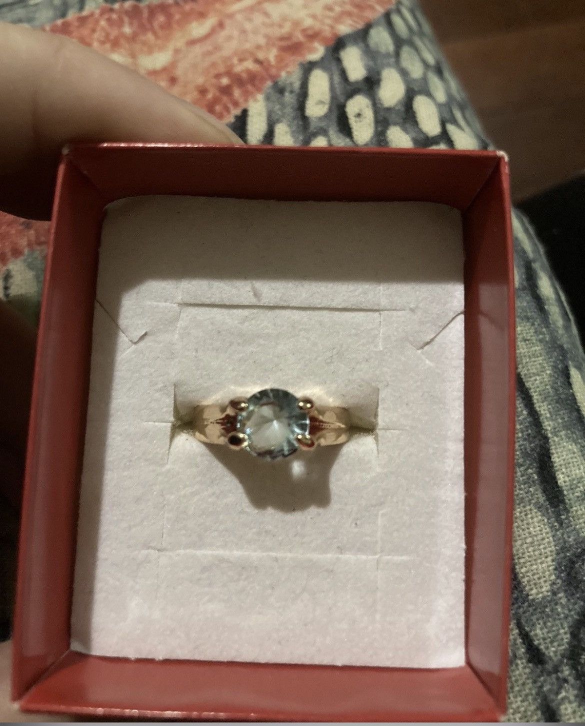 Other Gold plated light blue jewelled ring Size ONE SIZE - 2 Thumbnail