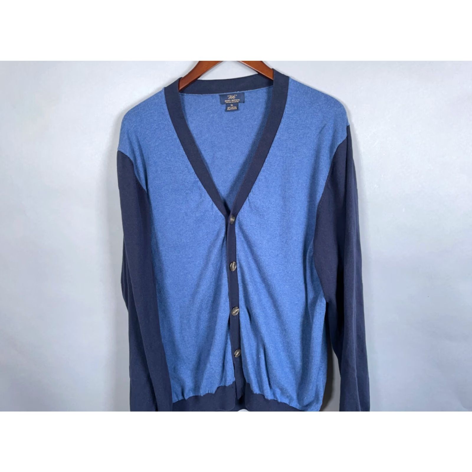 Brooks Brothers Brooks Brothers 346 Cardigan XL Blue Sweater Men Regular V-Neck Cashmere Cotton Knit Size US XL / EU 56 / 4 - 5 Thumbnail