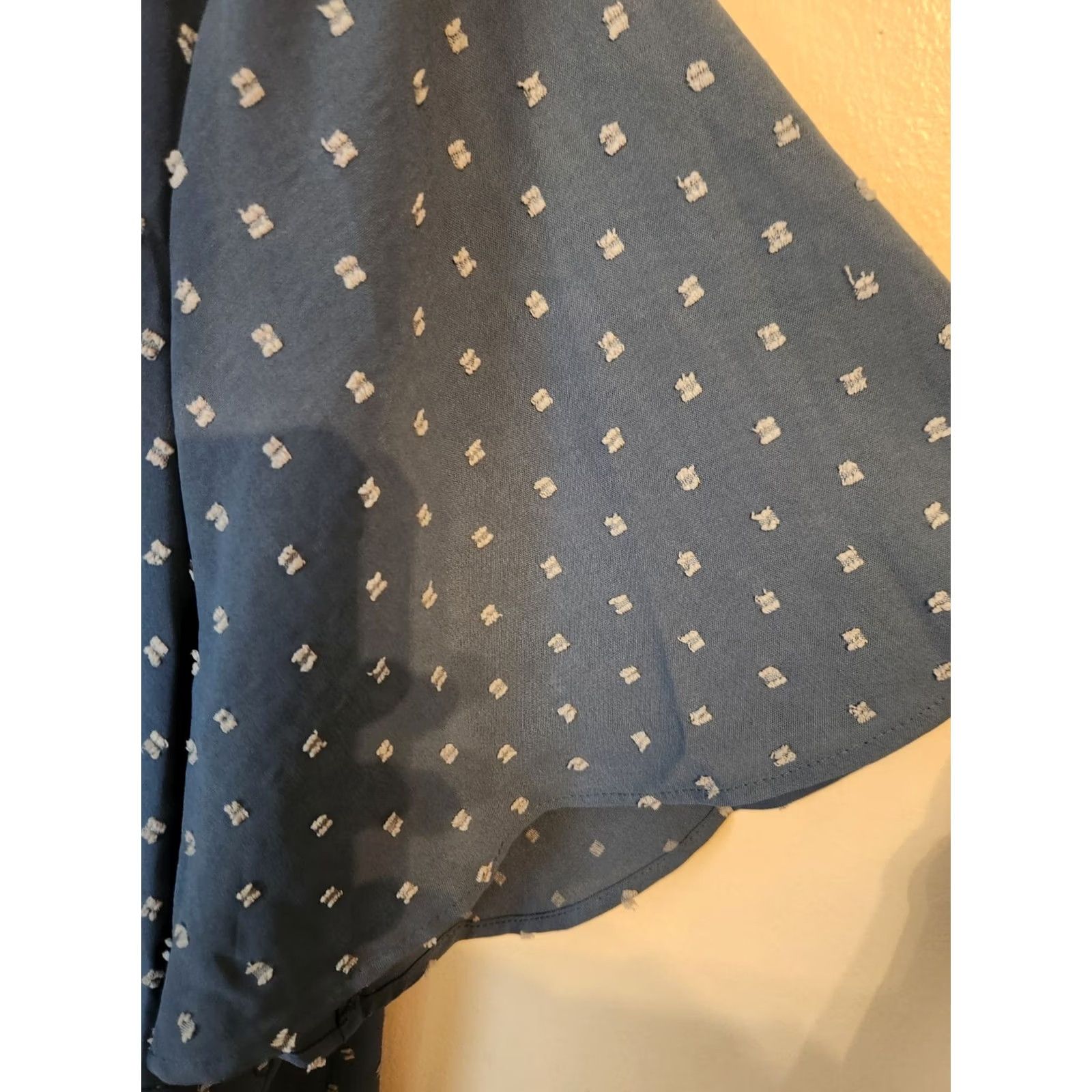 Vintage Bloomchic Blue Swiss Dot Lace Trim Tunic Top Size 28 Women Size 4XL / US 24-26 - 4 Thumbnail