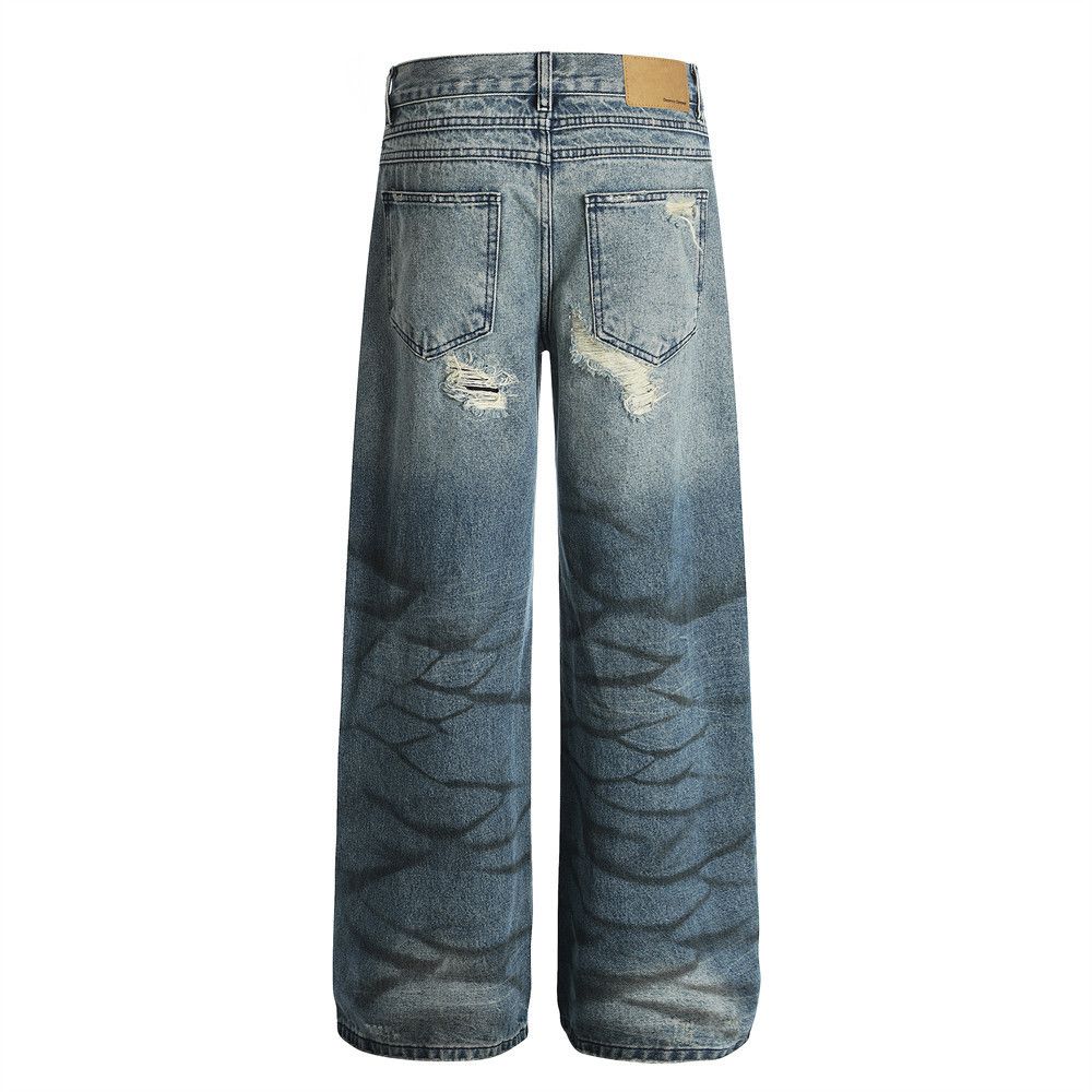 Japanese Brand × Jean Men's distressed loose punk heavy washed ripped jeans Size US 32 / EU 48 - 3 Thumbnail