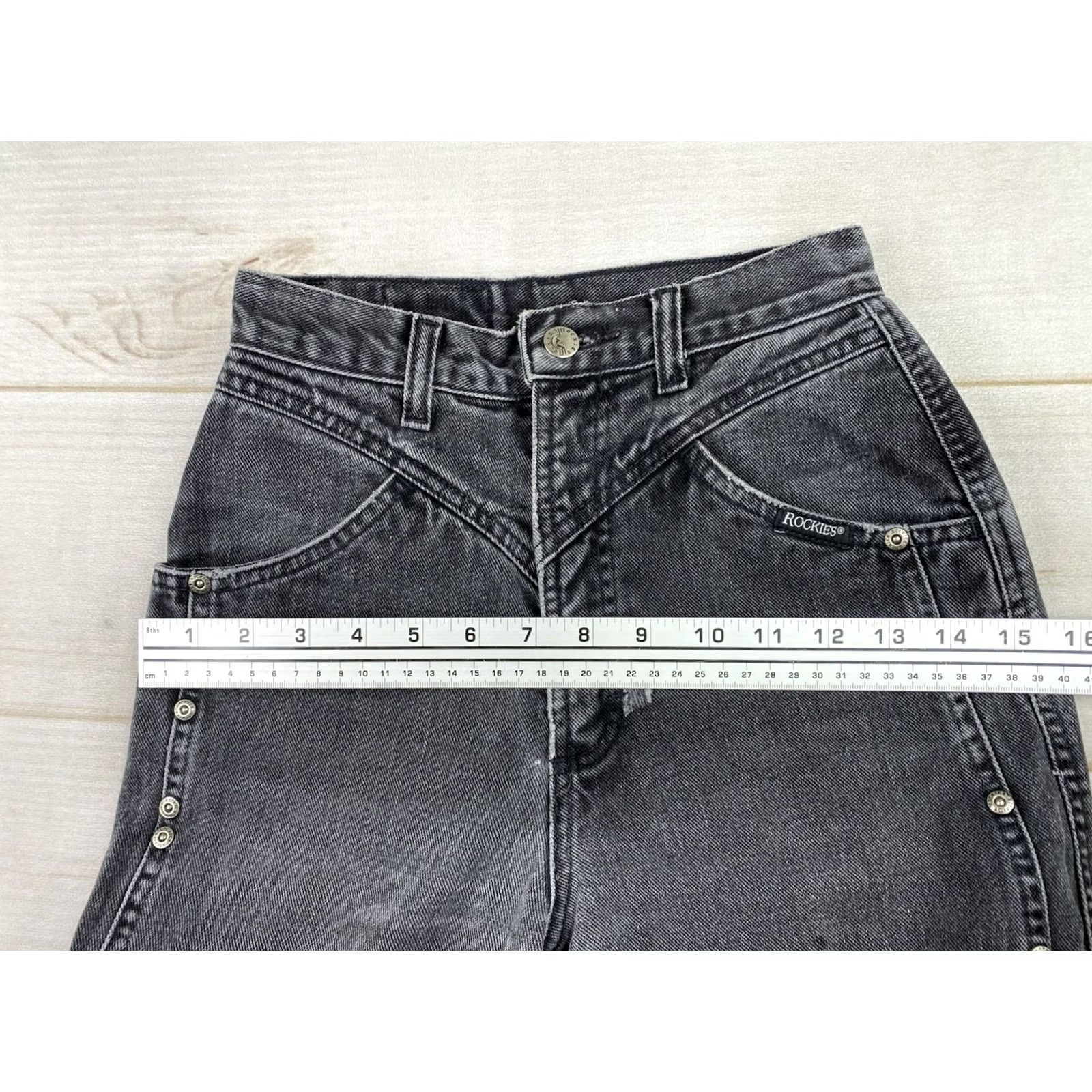 Vintage VINTAGE Rockies Jeans 26 High Rise Button Placket 90s Black Denim Women Jeans Size 26" / US 2 / IT 38 - 7 Thumbnail