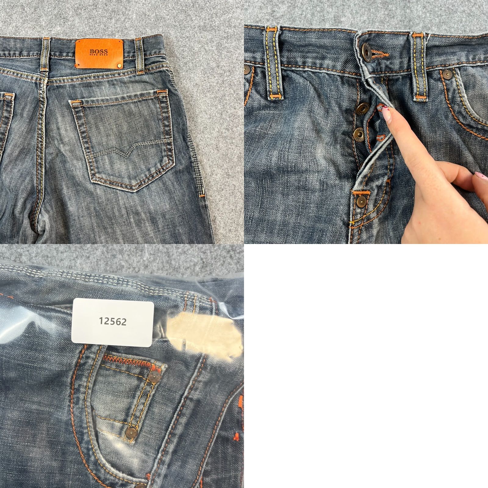 Hugo Boss HUGO BOSS Jeans Relaxed Straight Men 32 Dark Wash Blue Whiskers Fades Denim 5-Pocket Logo Button Machine Washable Tailored Regular Mens Size US 32 / EU 48 - 8 Thumbnail