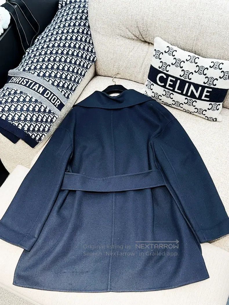 Hermes Hermes 22 Model Navy Blue Silver Buckle Collar Coat Size XS / US 0-2 / IT 36-38 - 3 Thumbnail