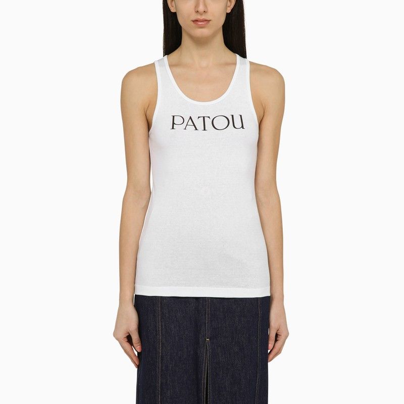 image of Patou White Tank Top With Logo, Women's (Size Small)