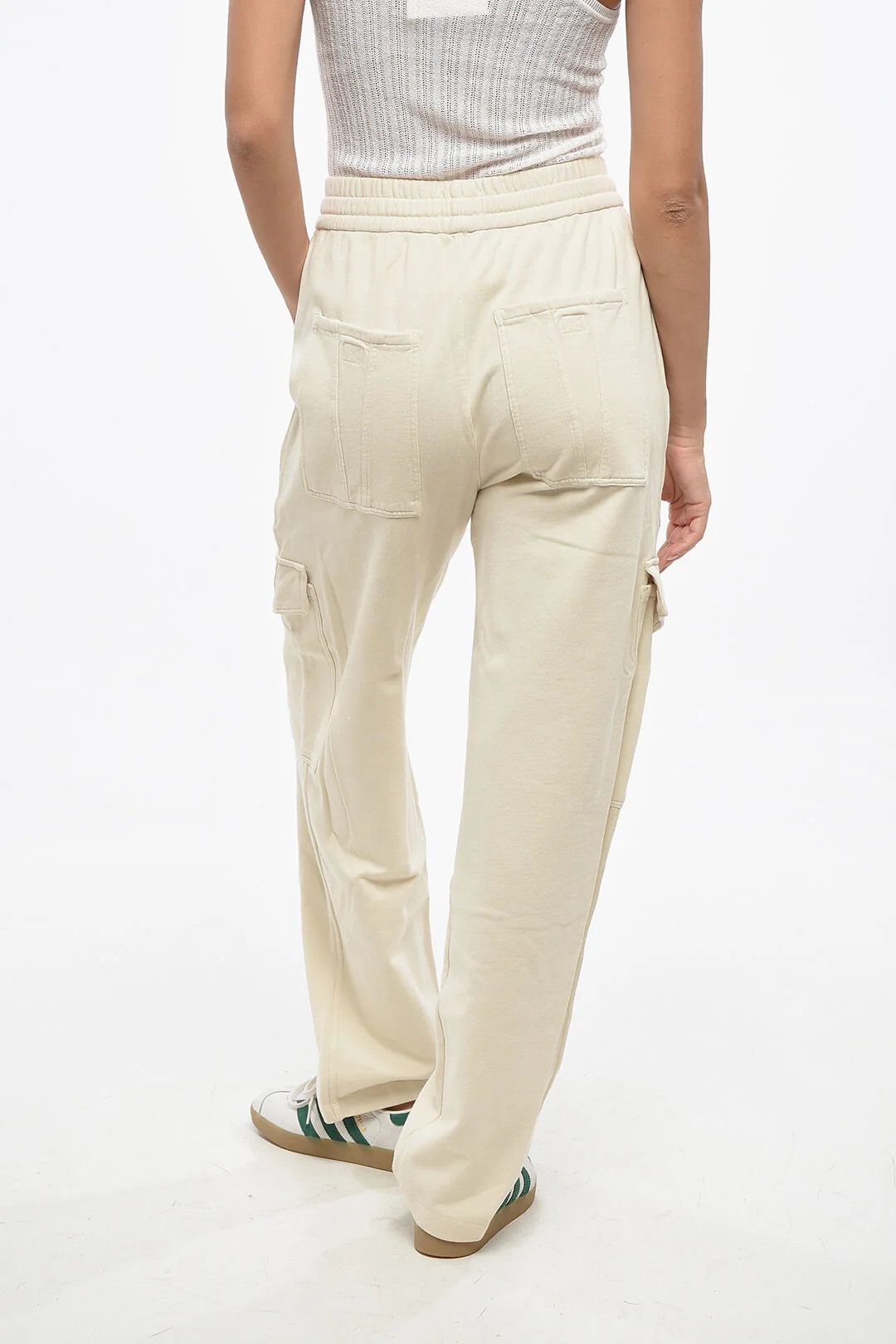 Isabel Marant og1mm0326 Cotton Fleece Cargo Joggers in Beige Size 27" / US 4 / IT 40 - 2 Thumbnail