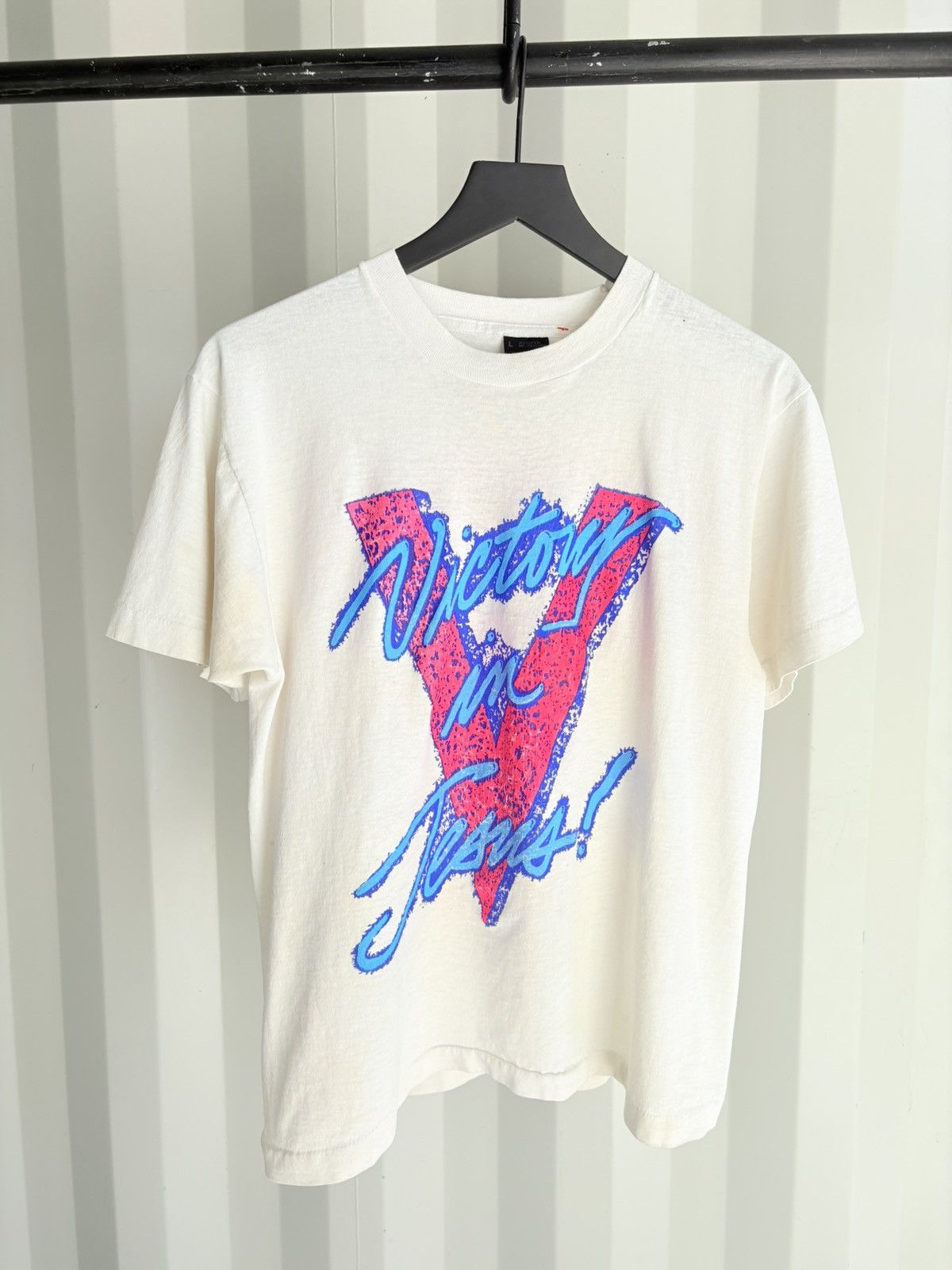Victory in Jesus Thrashed Faded Distressed Shirt ERD GRUNGE