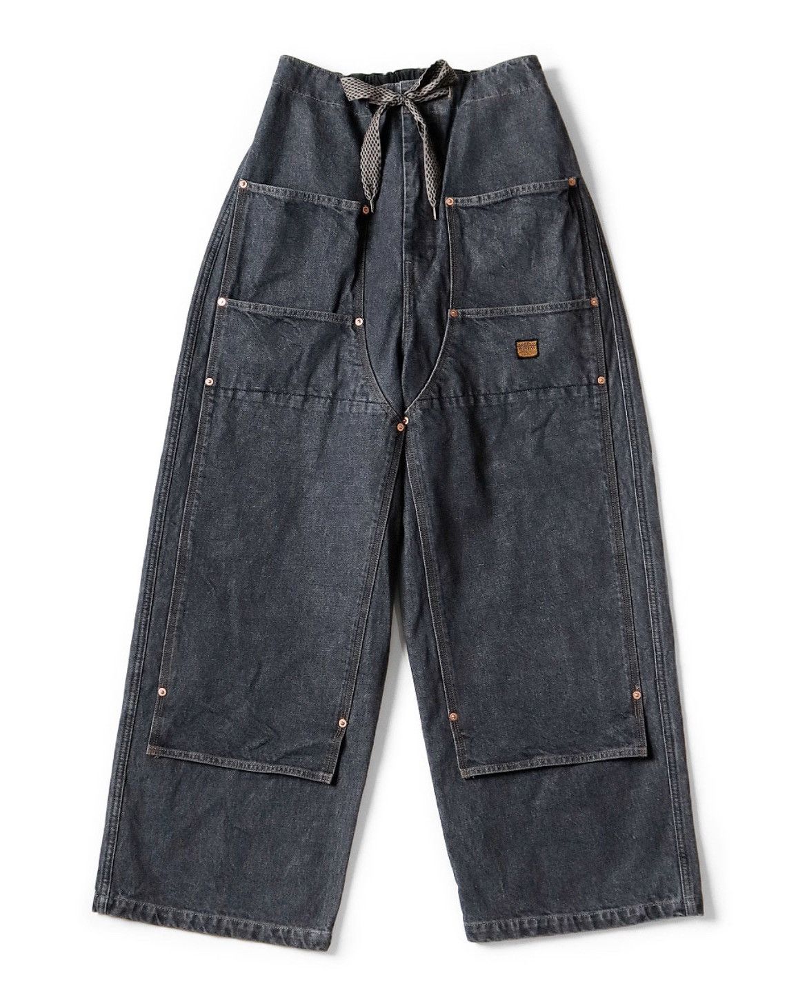 Kapital Kapital 14oz black denim double knee baggy pants size 4 Size US 36 / EU 52 - 1 Thumbnail