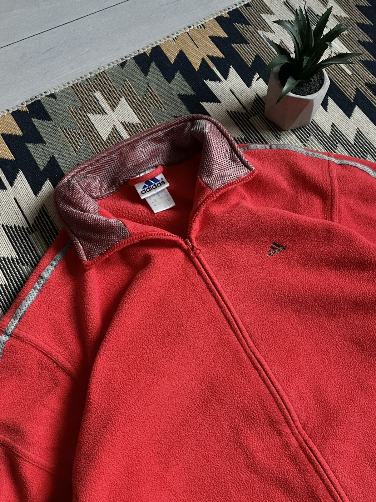Vintage Vintage Adidas 3stripes Nylon Fleece Jacket Size US M / EU 48-50 / 2 - 5 Thumbnail