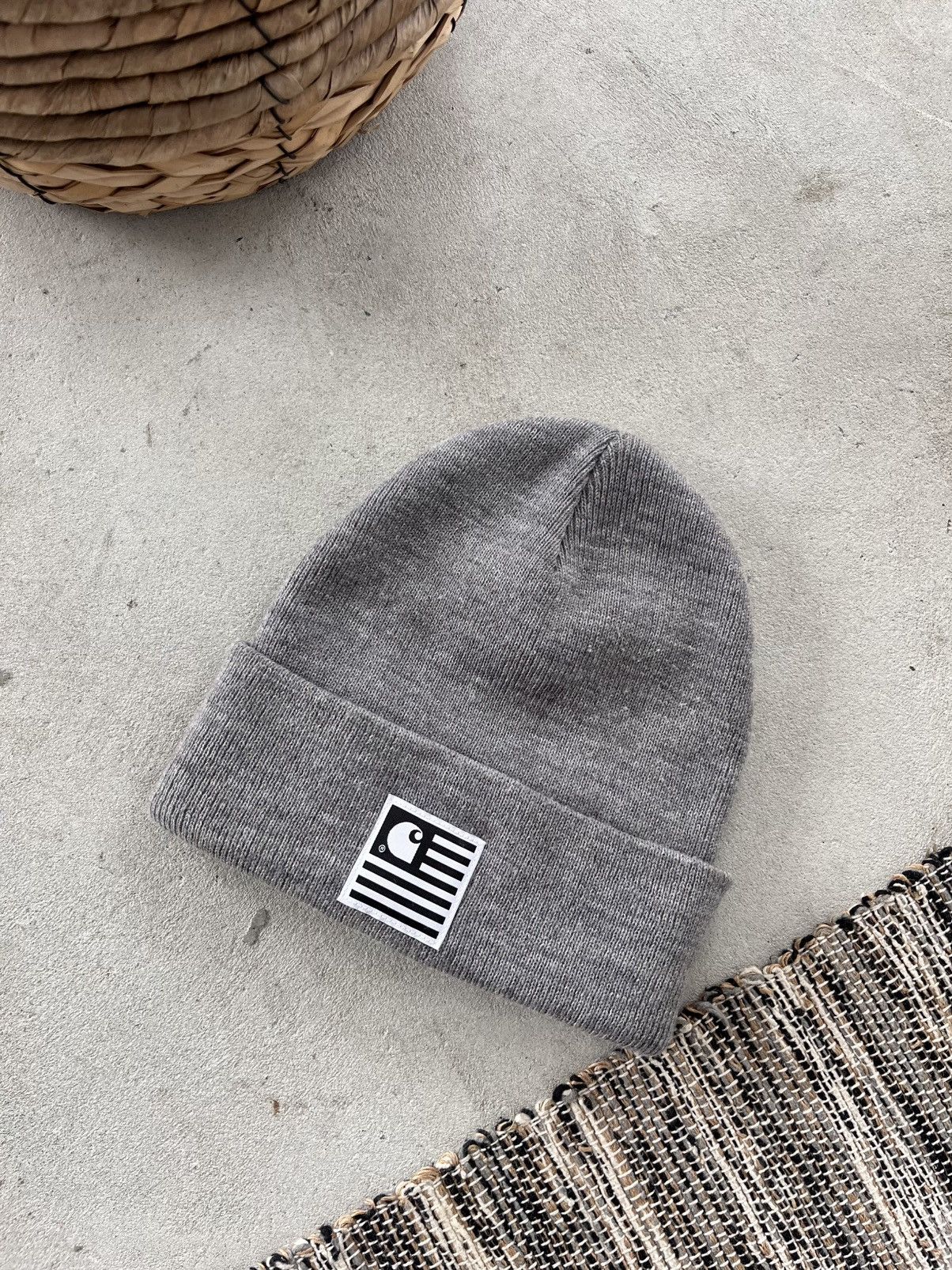 Carhartt Vintage Carhartt Light Grey Beanie Hat Center Logo sk8 Y2K Size ONE SIZE - 4 Thumbnail