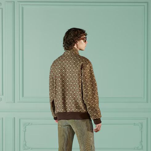Gucci o1s1wg110225 Horsebit Jacquard Wool Jacket in Brown Size US S / EU 44-46 / 1 - 6 Thumbnail