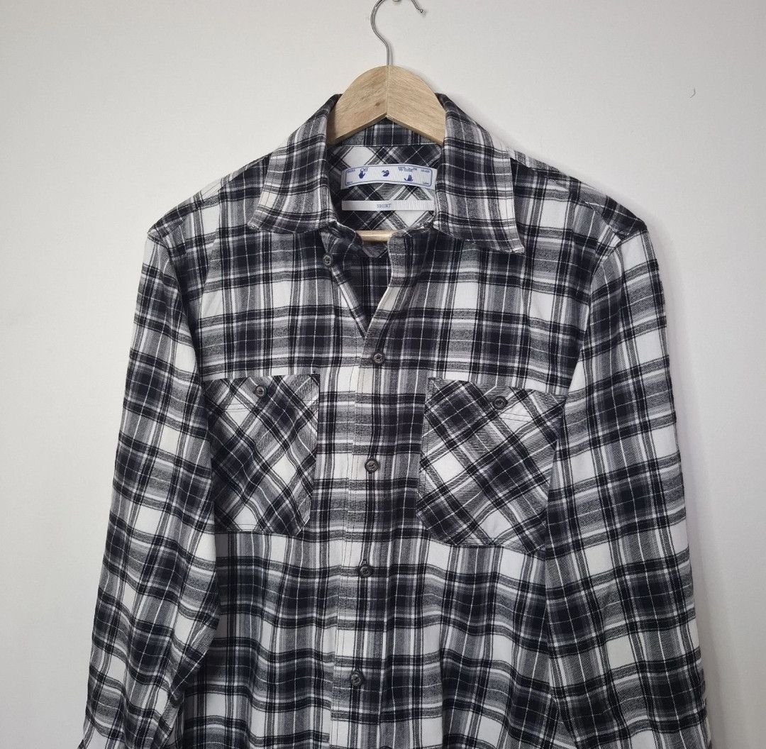 Off-White OFF-WHITE Black & White Checked Arrow Flannel Plaid Shirt Size US S / EU 44-46 / 1 - 3 Thumbnail