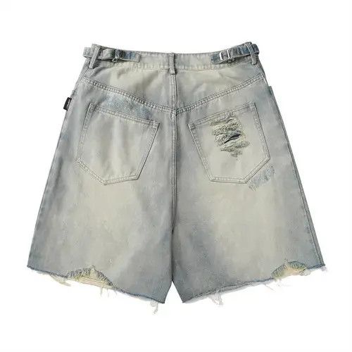 Jean Heavy punk distressed washed ripped denim shorts y2k Size US 32 / EU 48 - 6 Thumbnail