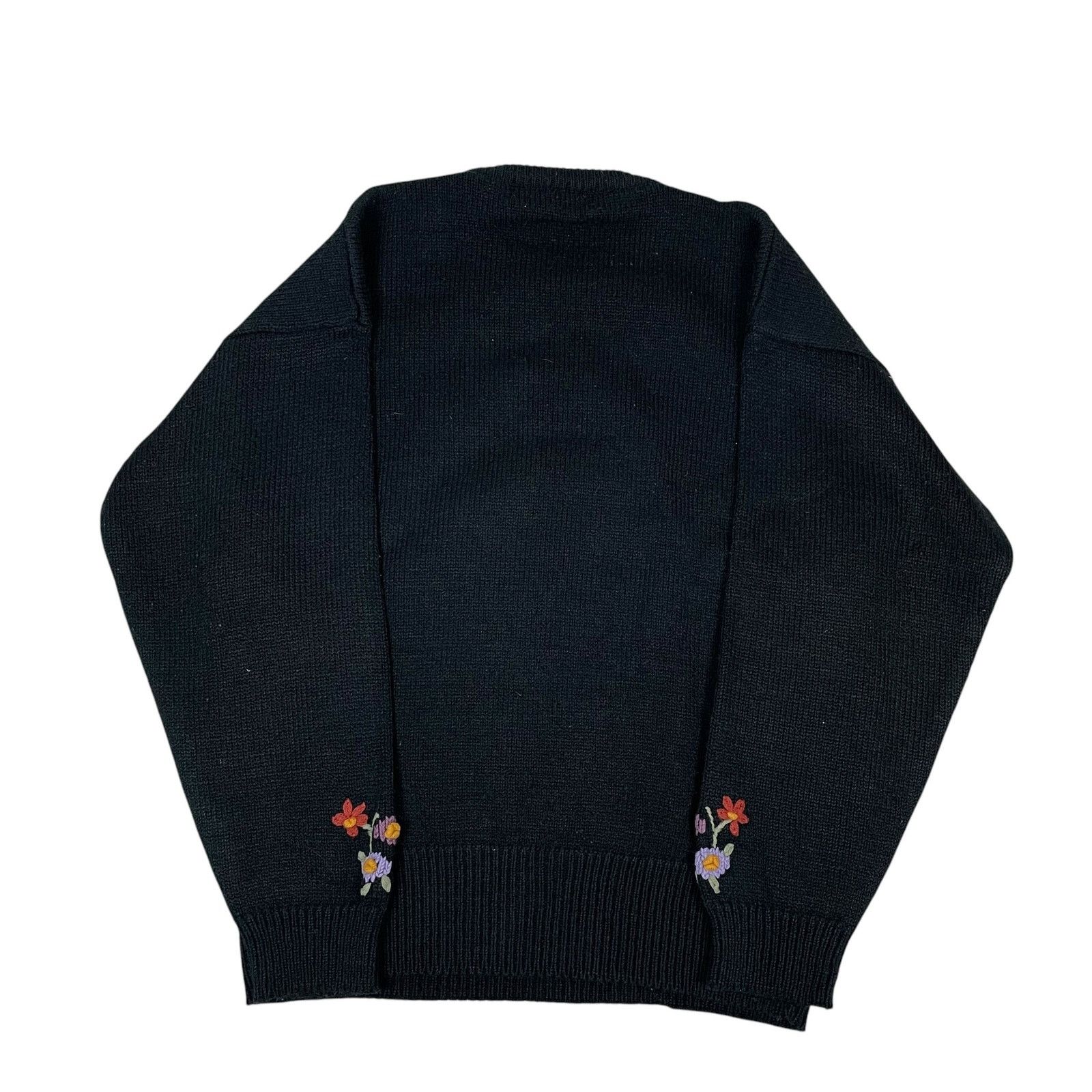 Saint Michael Saint Michael Women Black Floral Knit Pullover Sweater 12-14 Size XL / US 12-14 / IT 48-50 - 4 Thumbnail
