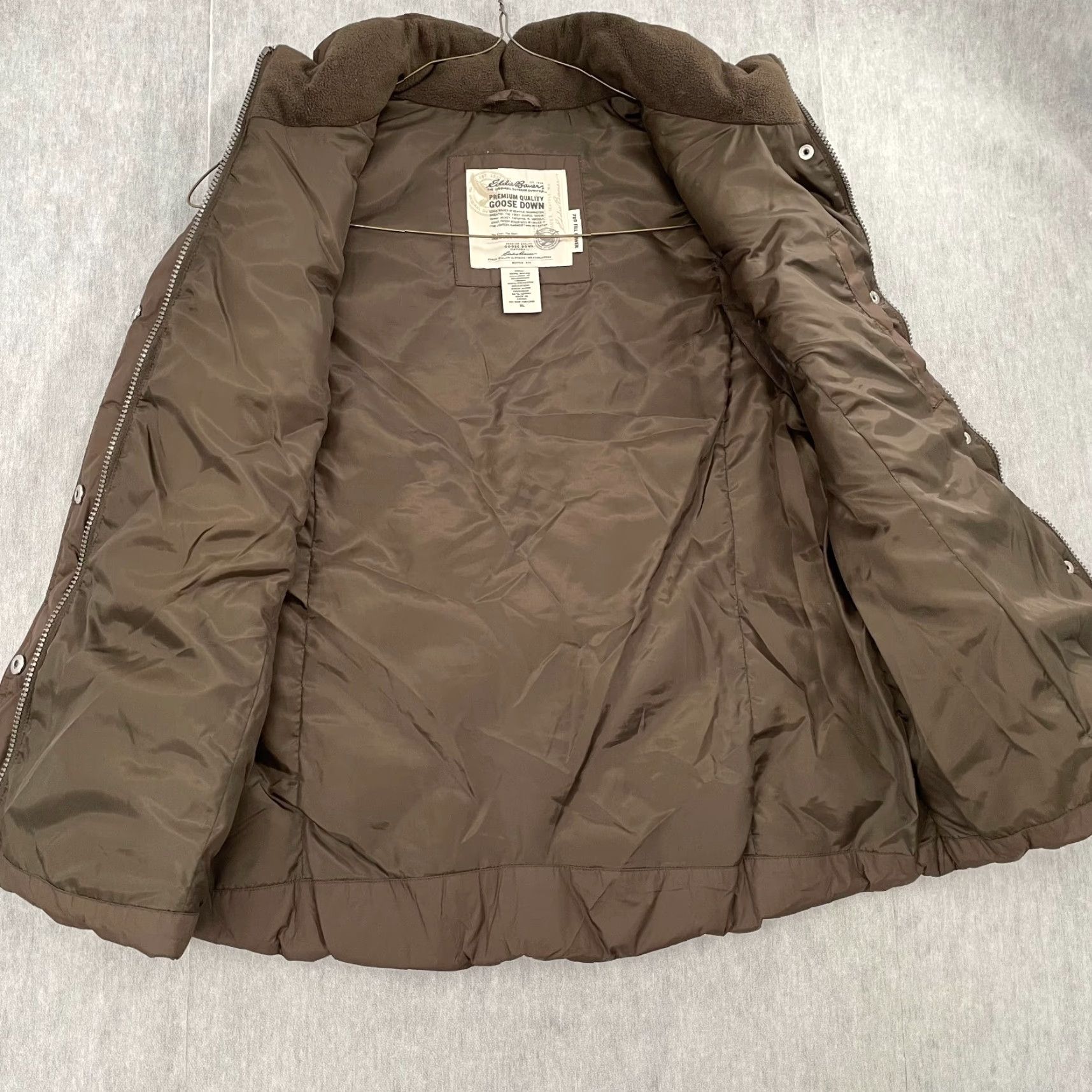 Eddie Bauer Eddie Bauer Jacket Vest Womens XL 700 Fill Power Quilted Goose Down Coat Ladies Brown Nylon Softshell Zip Front Quilted Down Jacket Womens XL Brown Size XL / US 12-14 / IT 48-50 - 4 Thumbnail