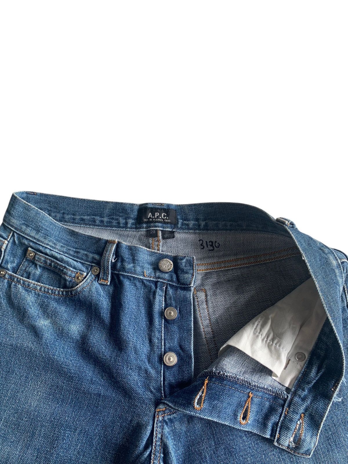 A.P.C. VINTAGE APC SELVEDGE BUTTON FLY FADED DISTRESSED DENIM Size US 30 / EU 46 - 12 Thumbnail