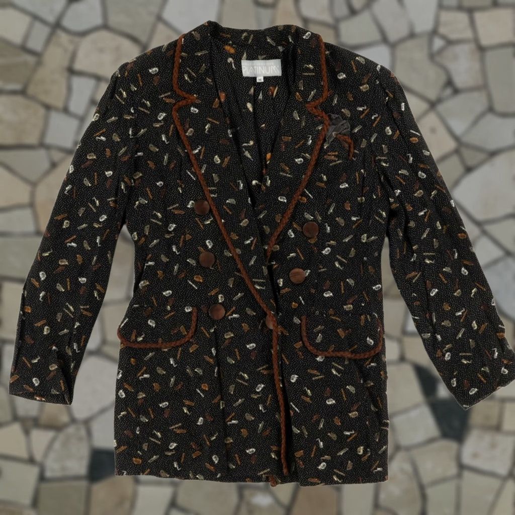 Vintage VTG Dorothy Schoelen Musical Instrument Coat All Over Print Long Sleeve Jacket Black Women's M Size M / US 6-8 / IT 42-44 - 1 Thumbnail