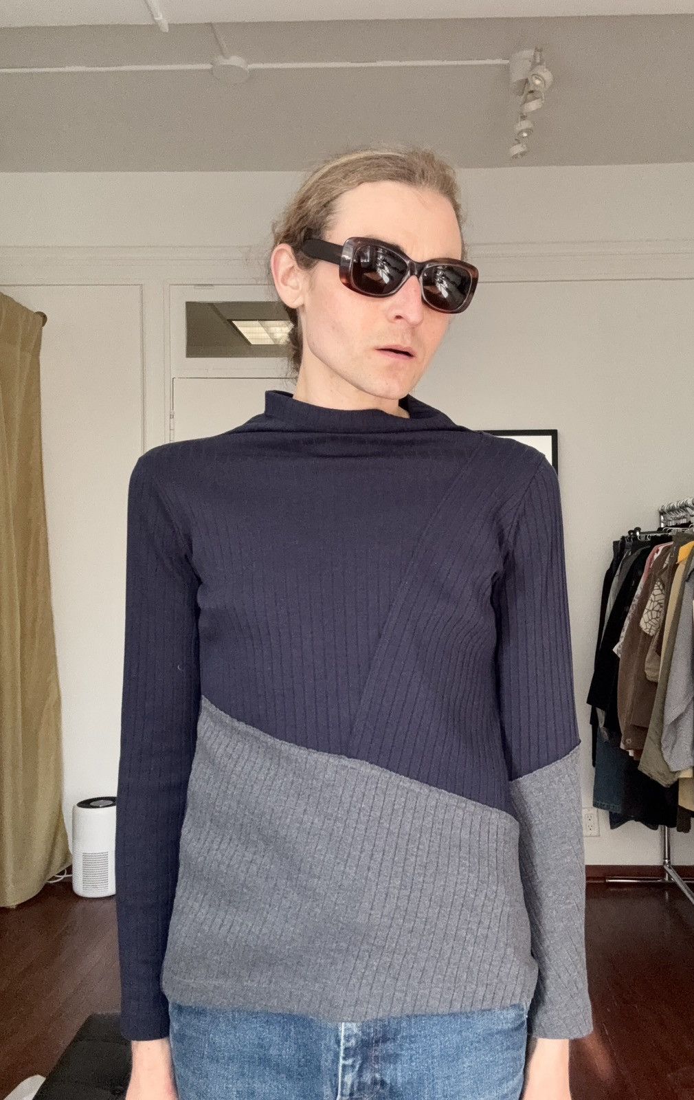 Yohji Yamamoto Y’S YOHJI YAMAMOTO AW2018 Pleated Asymmetric Mockneck Size US M / EU 48-50 / 2 - 3 Thumbnail