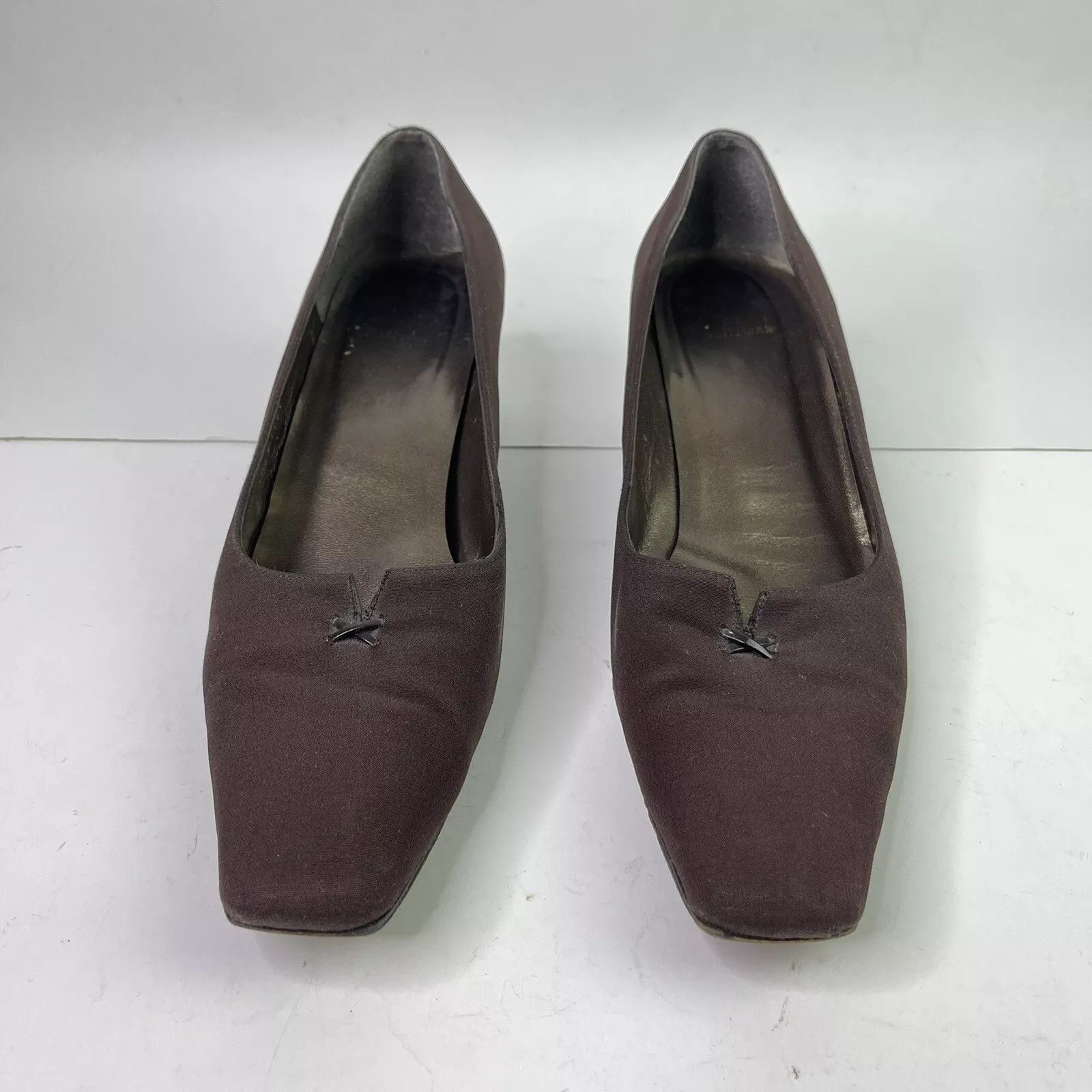 Stuart Weitzman Stuart Weitzman Brown Fabric Pumps Low Black Patent Heels Size US 9.5 / IT 39.5 - 2 Thumbnail