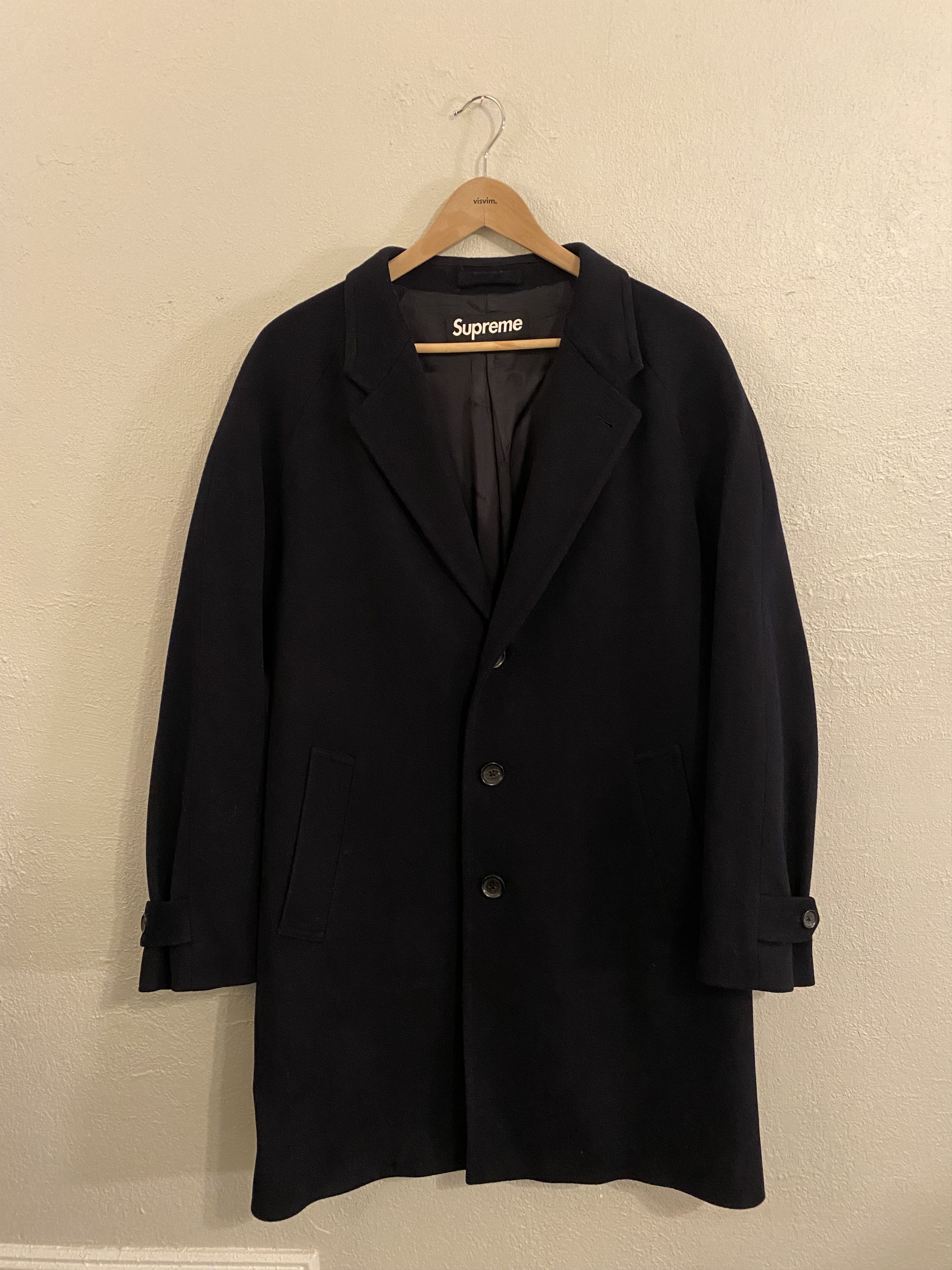 image of Loro Piana Wool Overcoat in Navy, Men's (Size Large)
