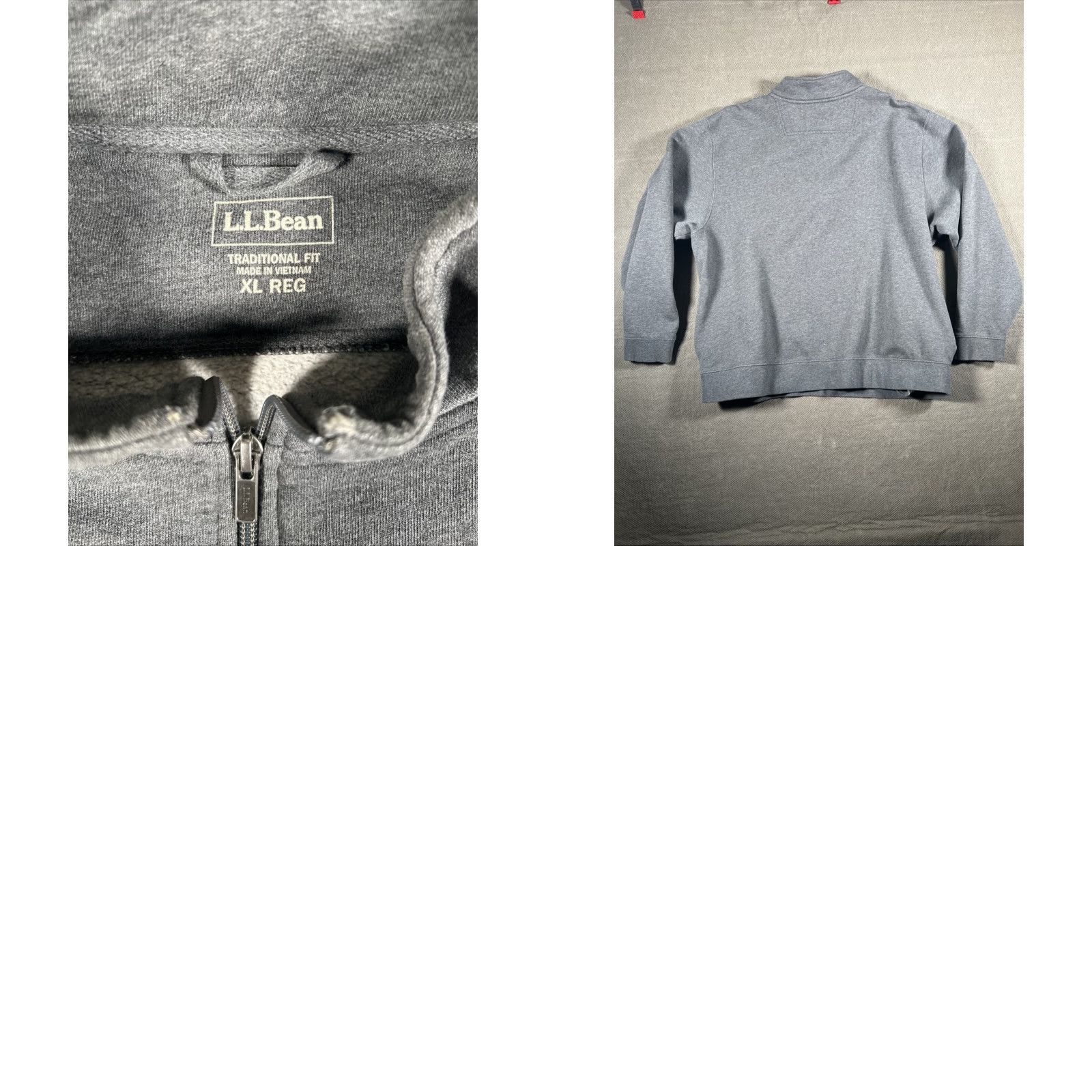 Vintage L.L. Bean Sweater Mens XL Grey Traditional Fit 1/4 Zip Pullover Knit Mock Neck Zipper Button Logo Long Sleeve Regular Size XL Adult Men Size US XL / EU 56 / 4 - 9 Thumbnail