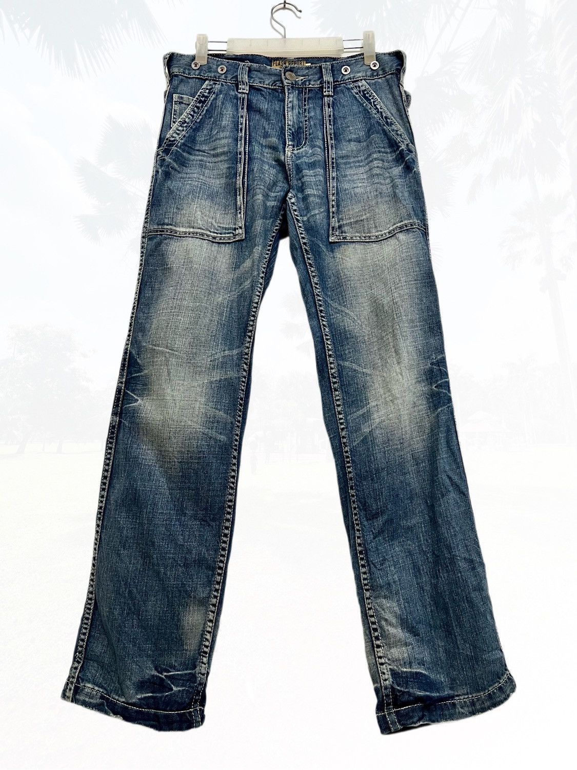 Japanese Brand FLASH REPORT JAPAN MUDWASH SMOKE FLARE JEANS Size US 33 - 2 Thumbnail