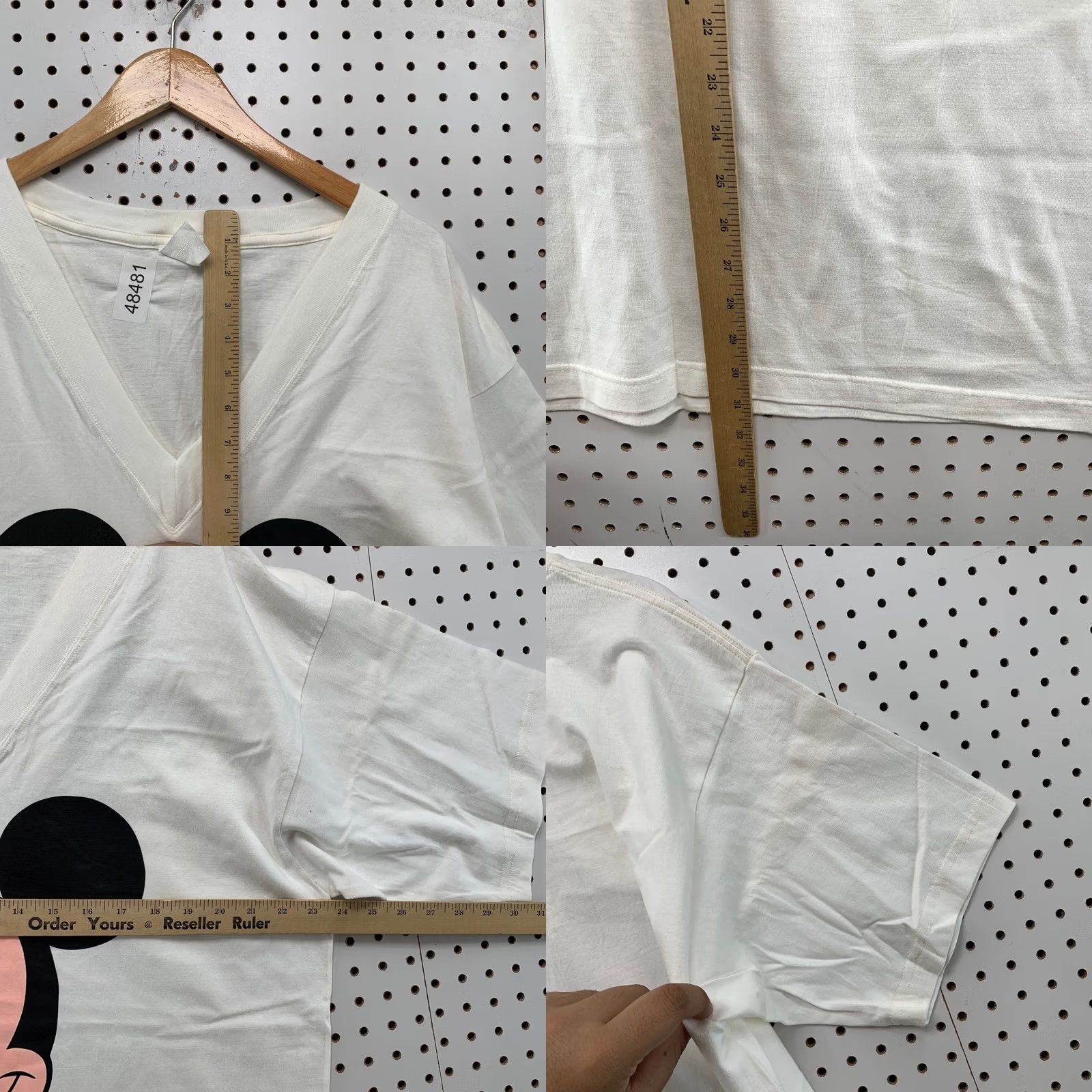 Disney VINTAGE Disney Mickey Mouse T Shirt Mens XL White 90s V Neck Graphic Tee Size US XL / EU 56 / 4 - 8 Thumbnail