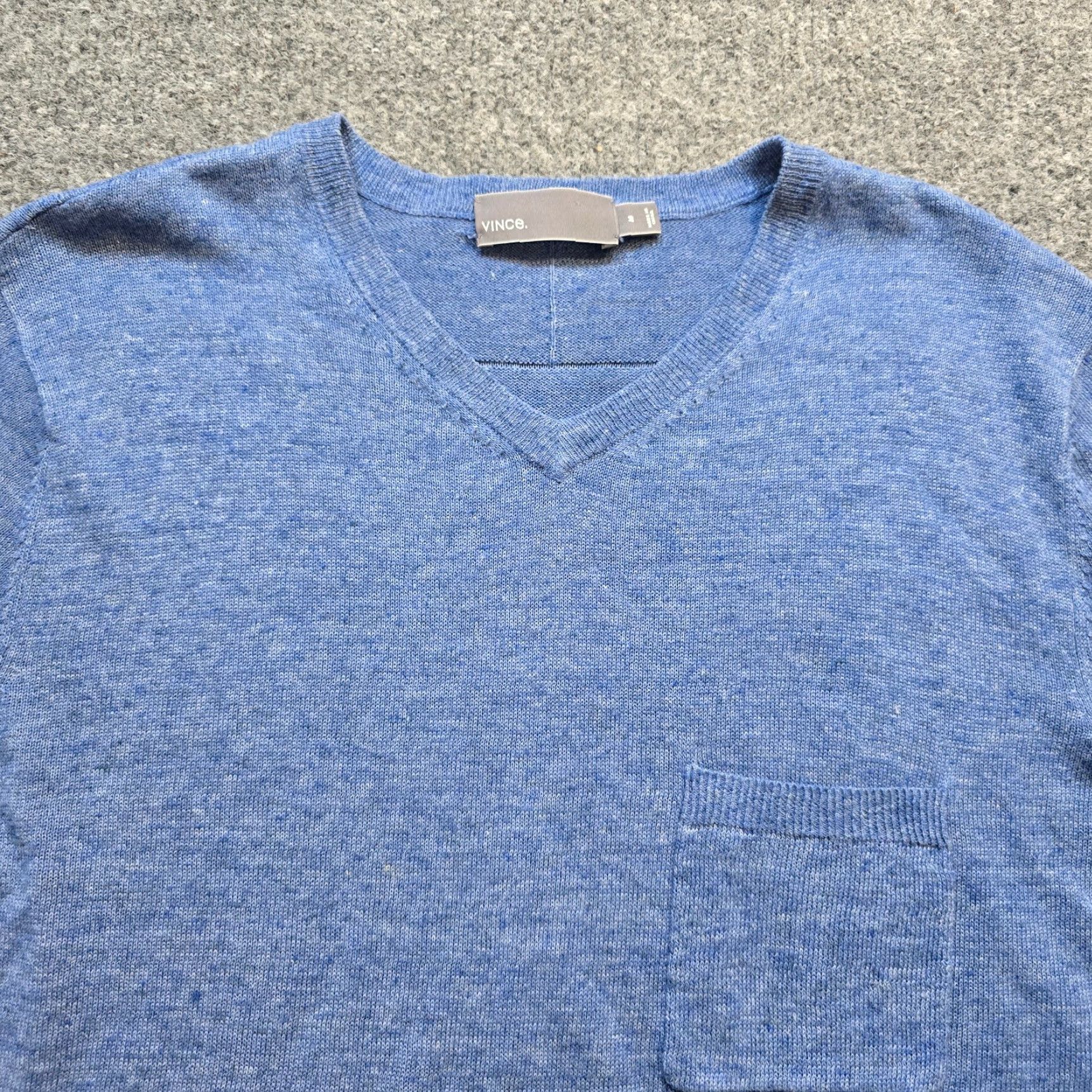 Vince Vince Sweater Men Size Medium Blue Linen Blend Knit V Neck Casual Career Shirt Size US M / EU 48-50 / 2 - 3 Thumbnail
