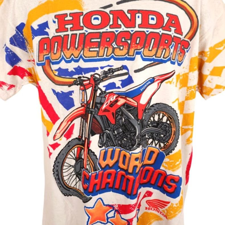 Honda Honda Motocross T Shirt Mens Size Small CRF 450R Supercross Racing All Over AOP Printed Cotton Ivory Shirt Size US S / EU 44-46 / 1 - 2 Thumbnail