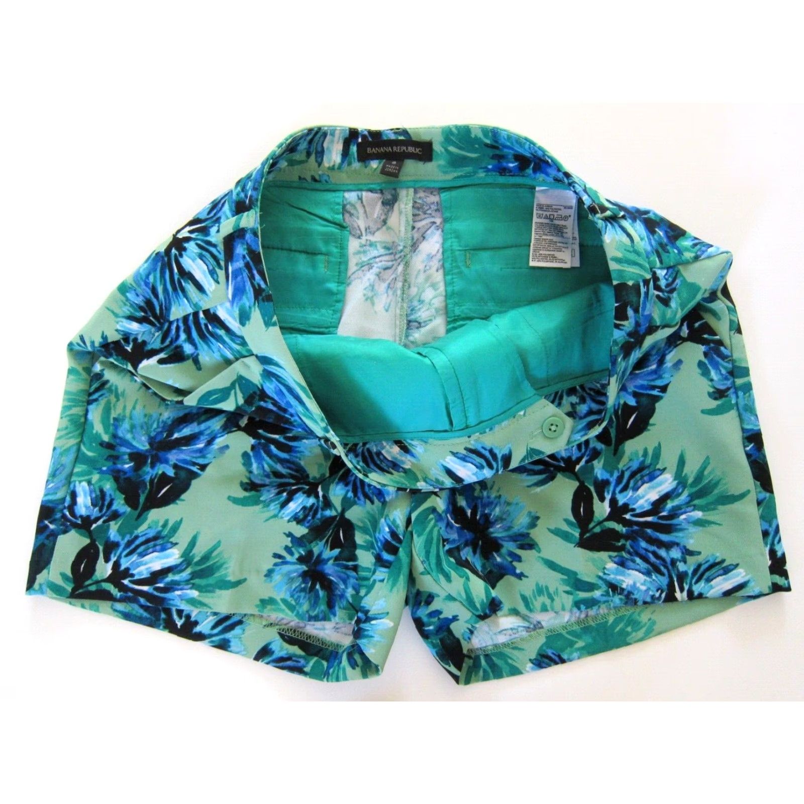 Banana Republic Banana Republic Stretch Green Black Blue Floral Pocket High Rise Chino Short 8 Women XS? Size 30" / US 8 / IT 44 - 6 Thumbnail
