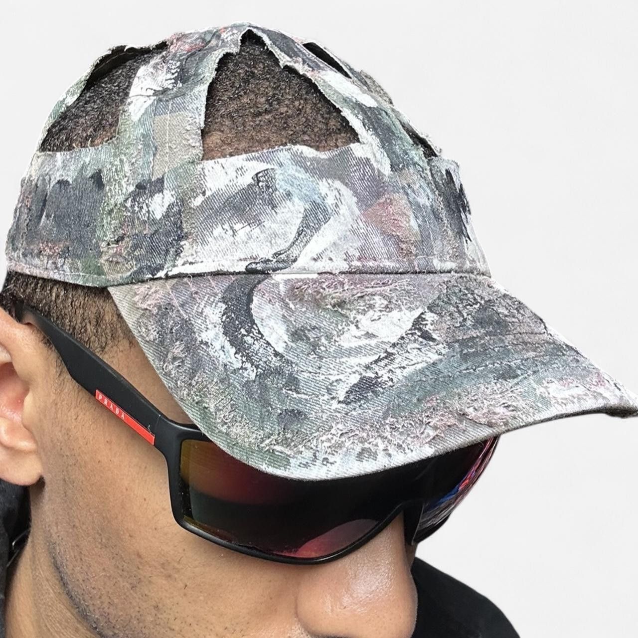 Other ASTROBOI* 'MM6' Brown & White Deconstructed Camouflage Hat Size ONE SIZE - 7 Thumbnail
