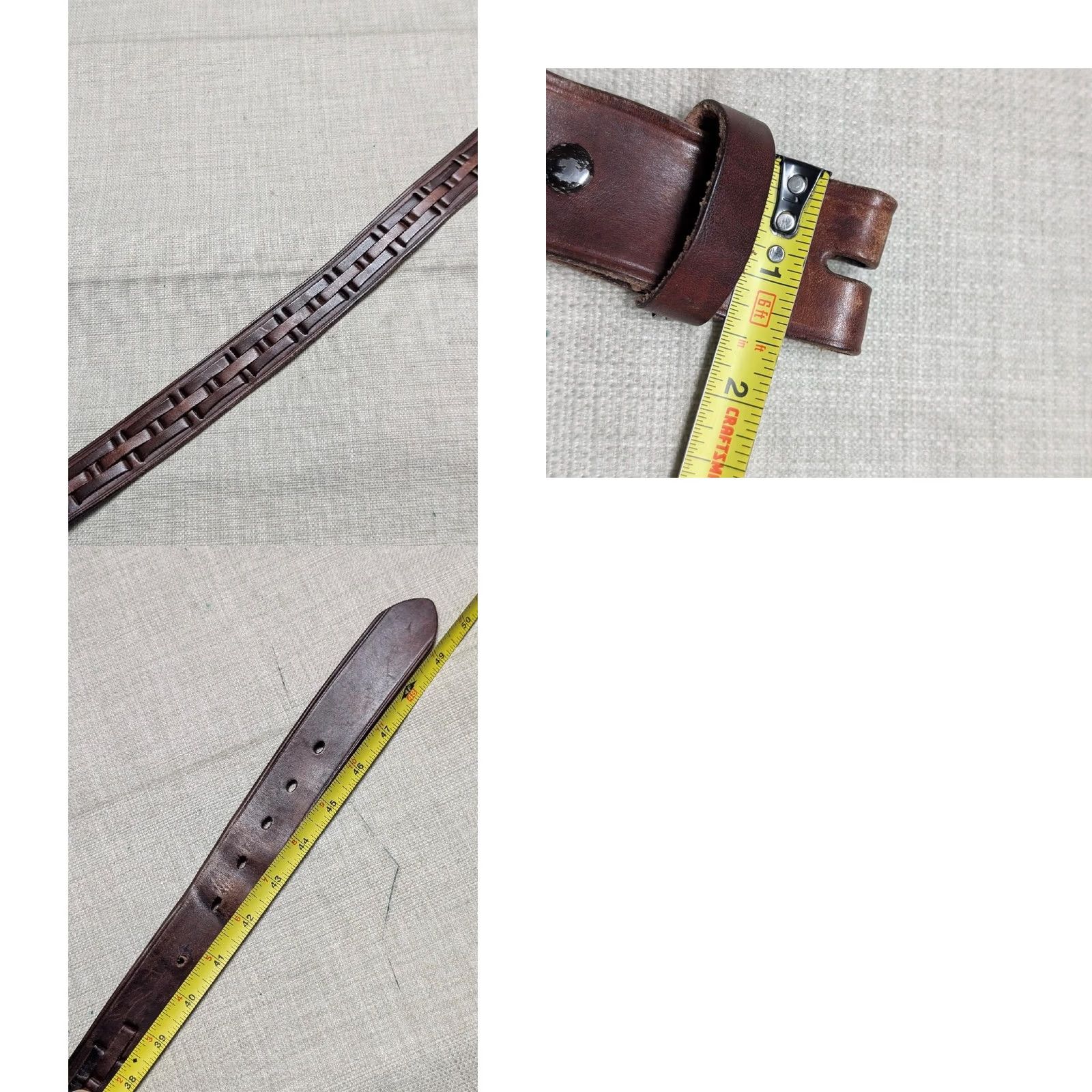 Vintage VINTAGE western belt Handcrafted leather Brown 44 Cowhide Weave buckle belt Mens Belt Size 44 - 8 Thumbnail