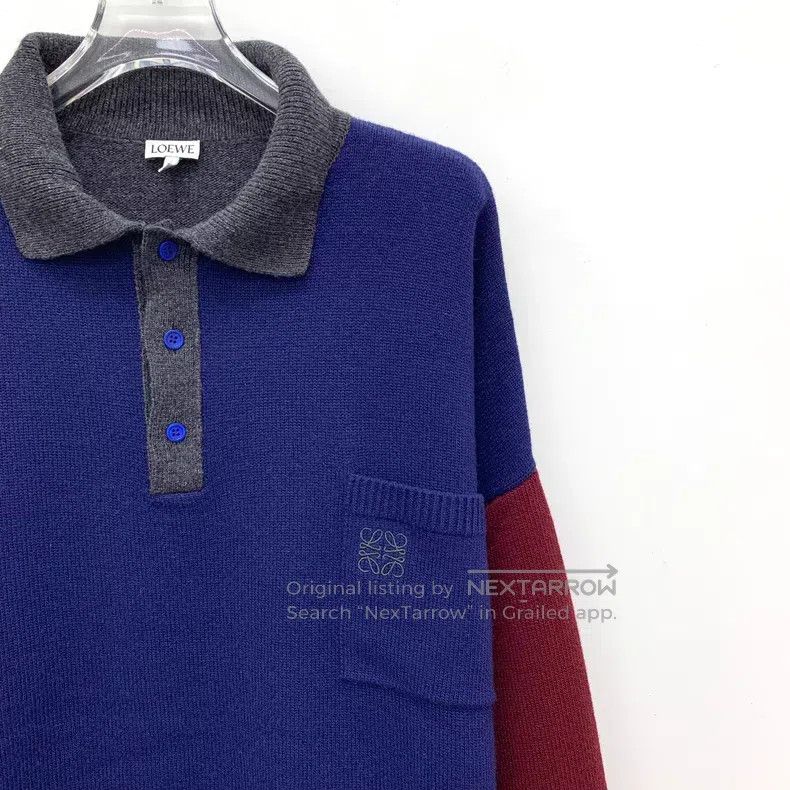 Loewe Loewe Color-blocked logo embroidered wool collar single-br Size S / US 4 / IT 40 - 3 Thumbnail