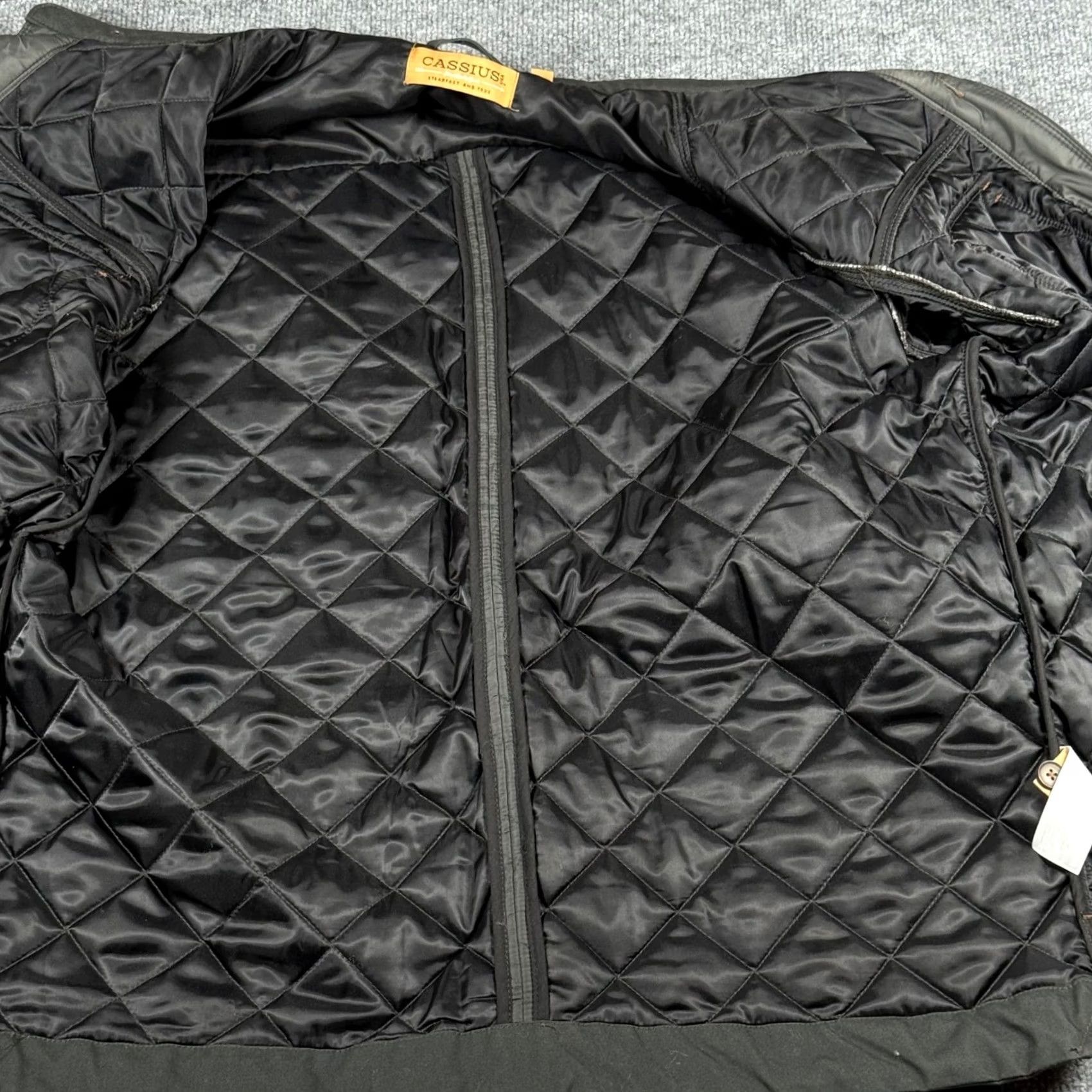 Vintage Mens Quilted Jacket XL Gray Reinforced Elbow Patch Utility Coat Cassius USA Button Zip Long Sleeve Casual Workwear Size US XL / EU 56 / 4 - 2 Thumbnail