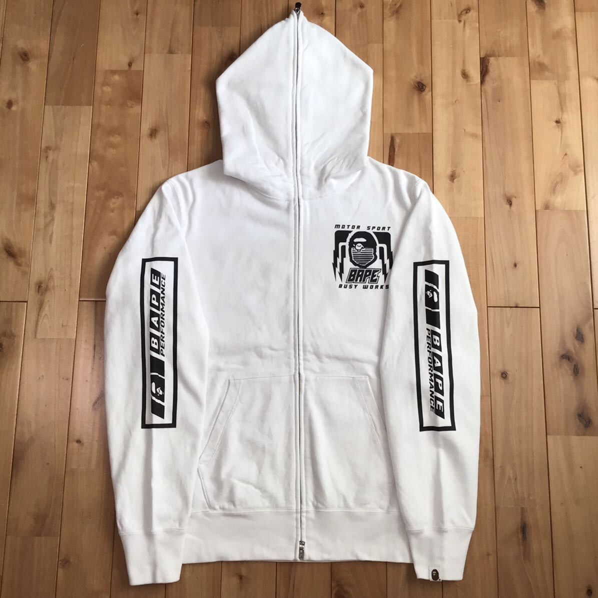 Bape BAPE Motor sport full zip hoodie white a bathing ape Size US XL / EU 56 / 4 - 2 Thumbnail