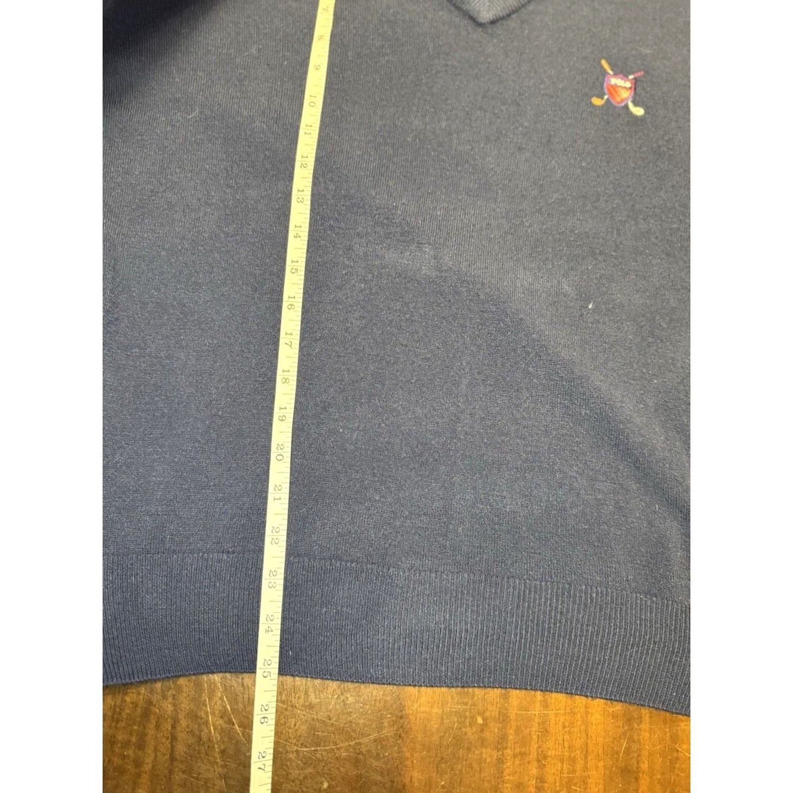 Ralph Lauren VINTAGE Ralph Lauren Polo Crest Golf Cashmere V-neck Sweater Blue XL Mens Size US XL / EU 56 / 4 - 4 Thumbnail