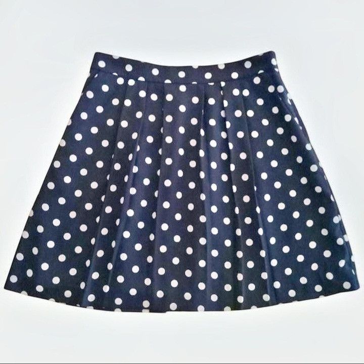 J.Crew J. Crew Polka Dot Navy Mini Skirt Size 25" / US 0 / IT 36 - 4 Thumbnail